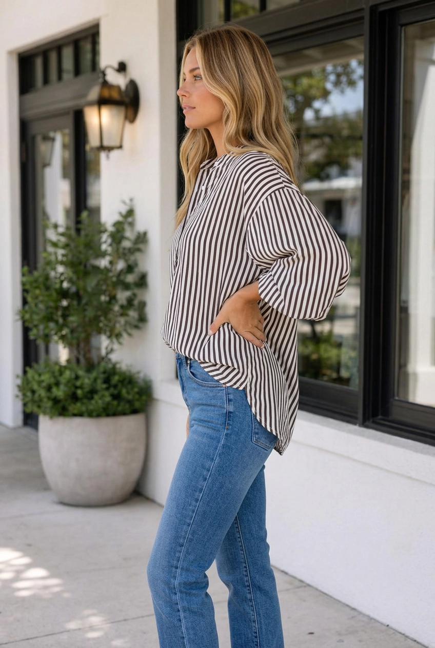 Threaded Pear Raegan Half Sleeve Up Shirt