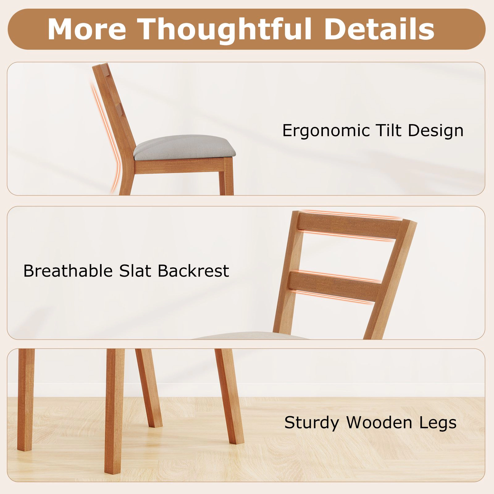 SlickBlue Linen Fabric Dining Chairs with Wood Frame Set of 2