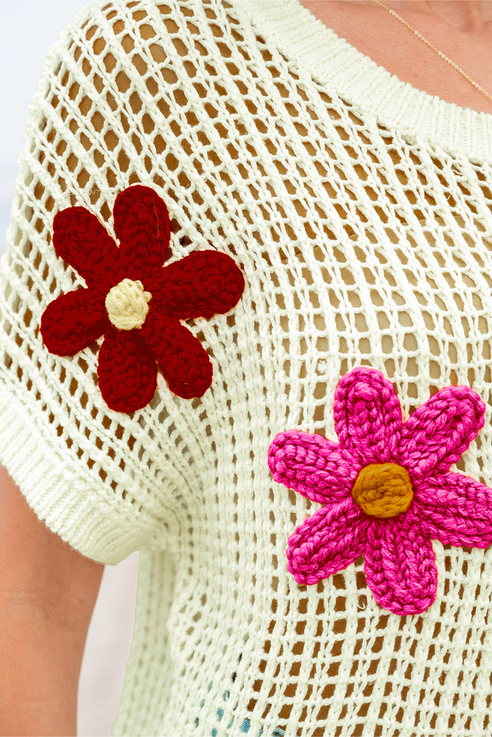 Threaded Pear Women's Malaysia Crochet Flower Hollow-out Sweater
