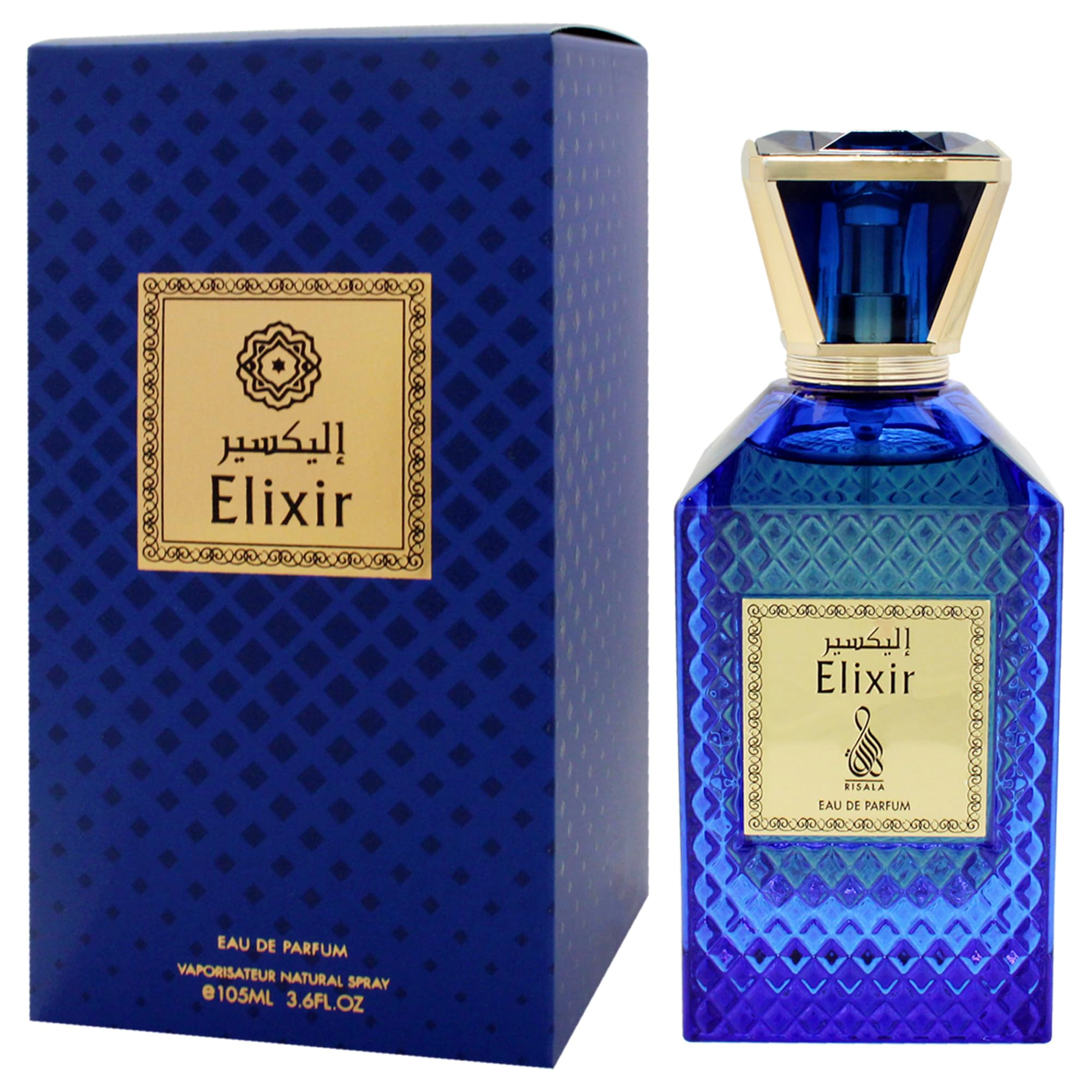Risala Elixir Eau de Parfum for Men, Warm Spicy Woody Amber 3.6 oz Spray