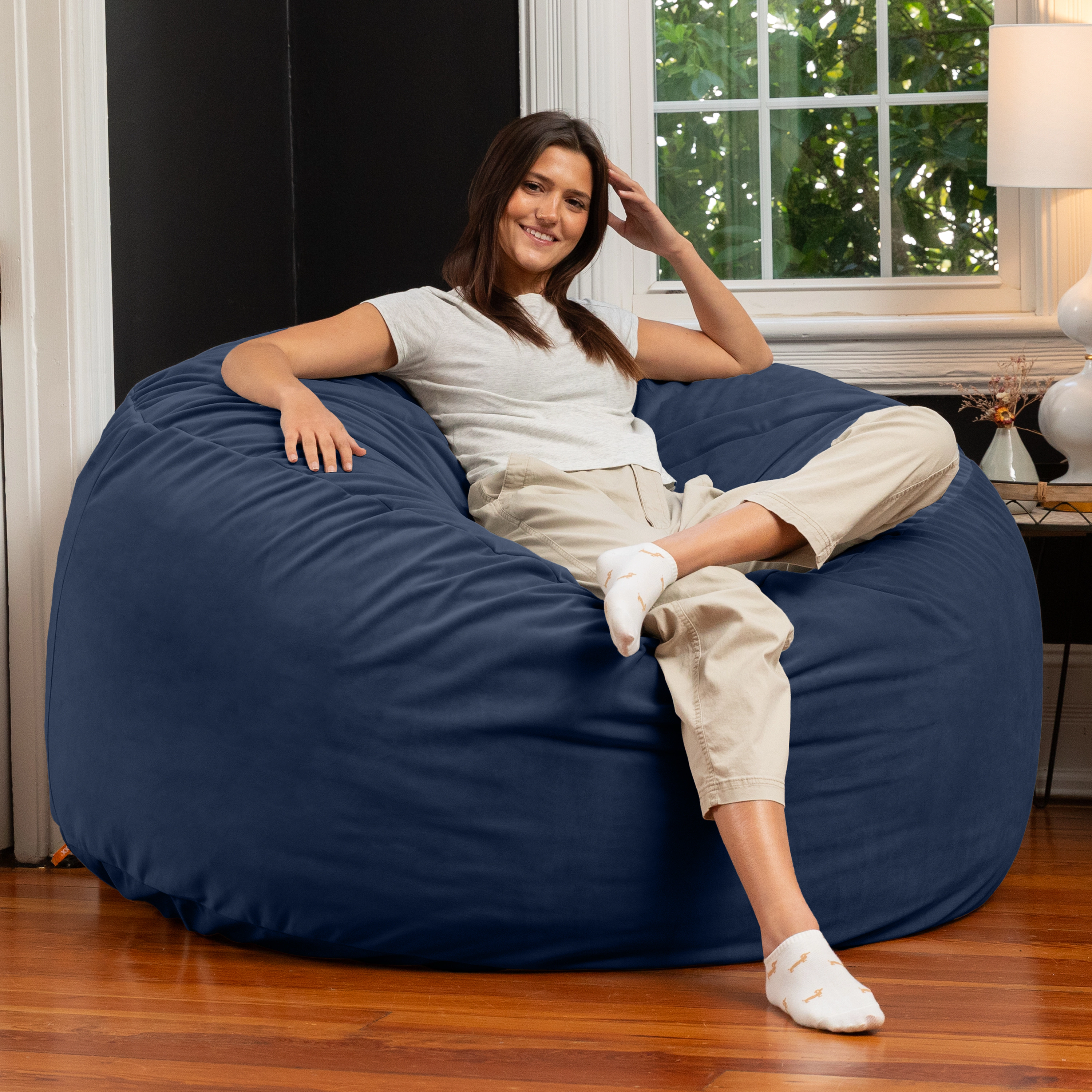 Jaxx 5 Foot Saxx - Large Round Bean Bag Chair for Adults