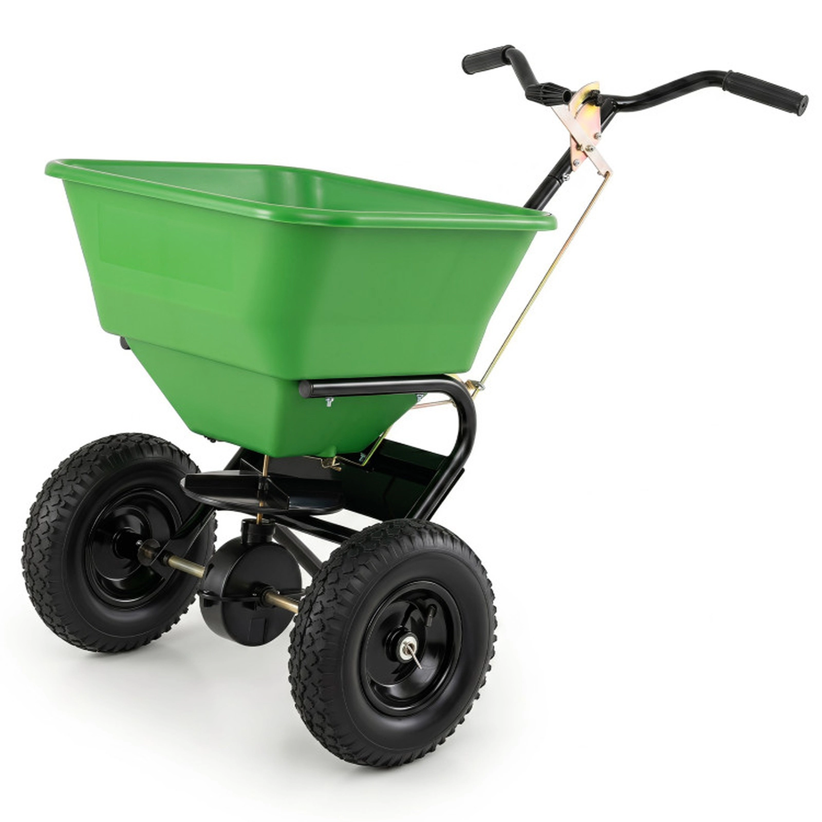 SUGIFT 66-lb Walk-Behind Broadcast Spreader for Grass Seed Fertilizer and Salt with 13-in Pneumatic Tires