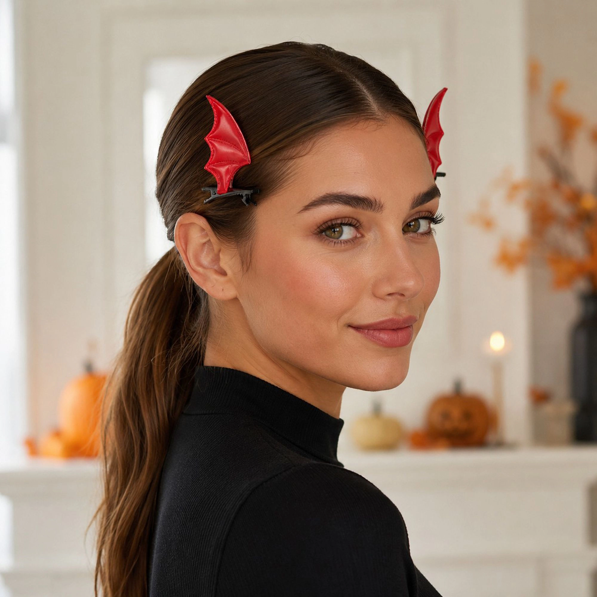 Alilang Women's 8-Piece Halloween Bat Wing Satin Bow Hair Clip Set