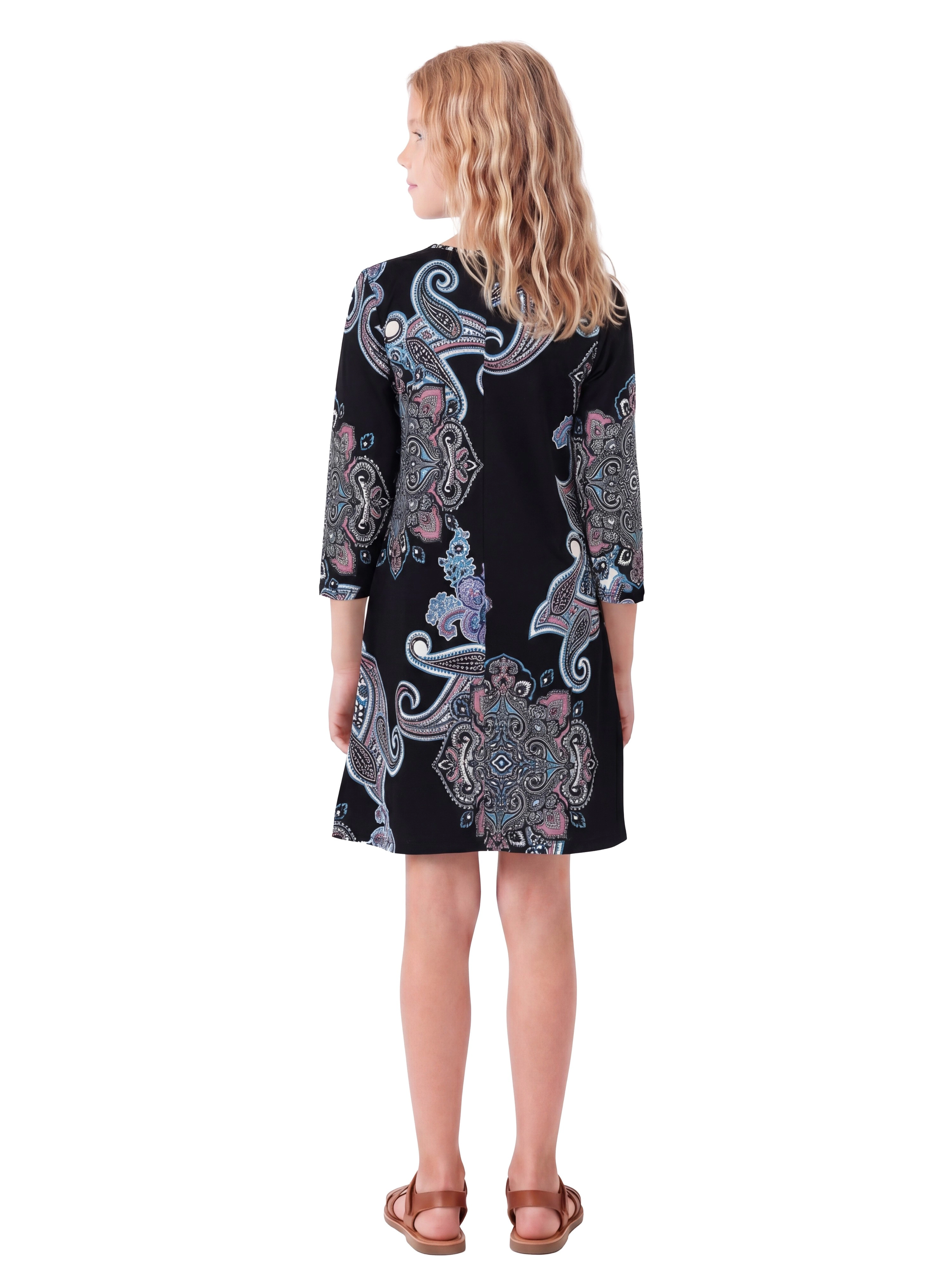 24sevenKid Essential Red Multiprint Knee Length Girls Fall Dress