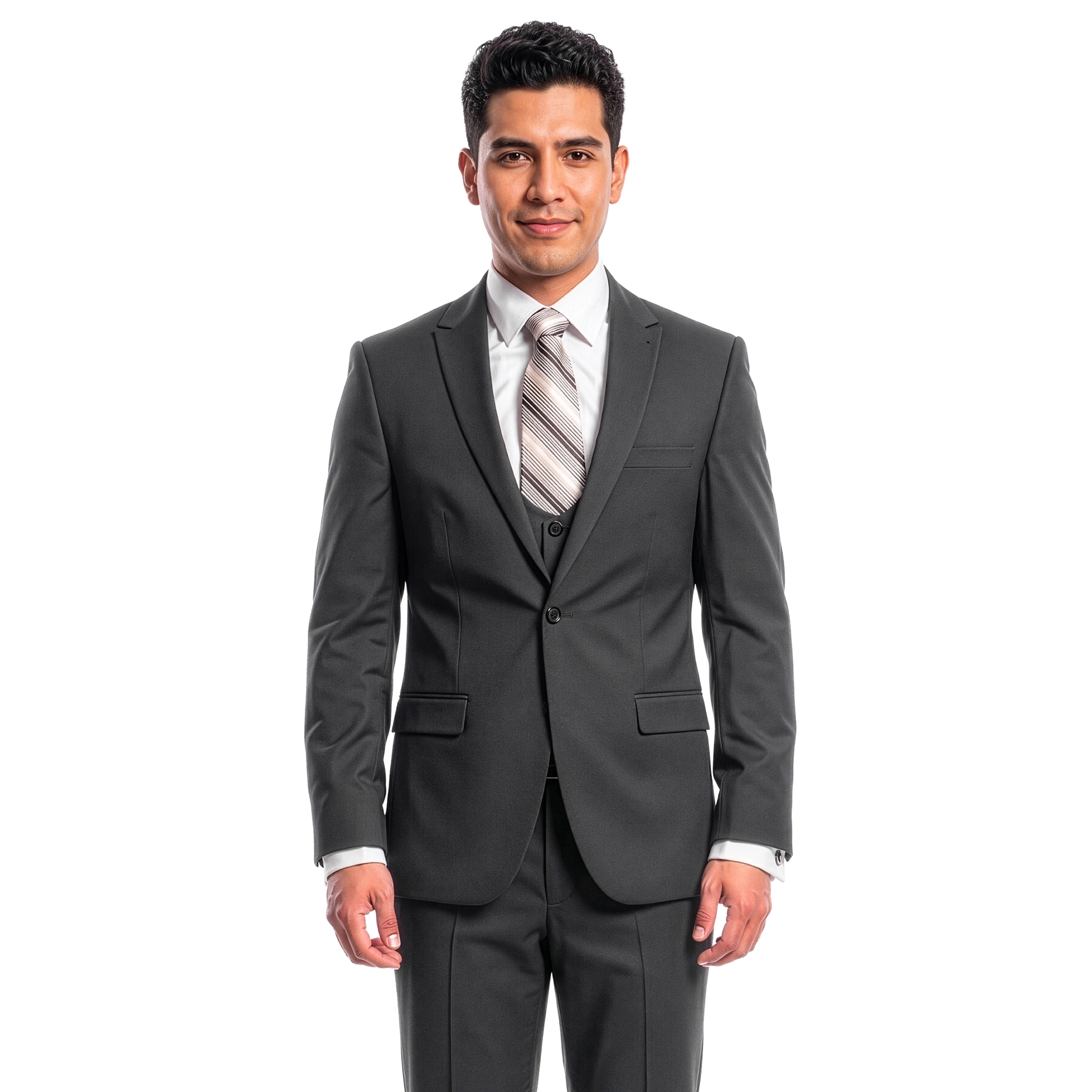 Tazzio Mens Ultra Slim Fit 3pc Suit Set, Premium Textured Stretch Fabric