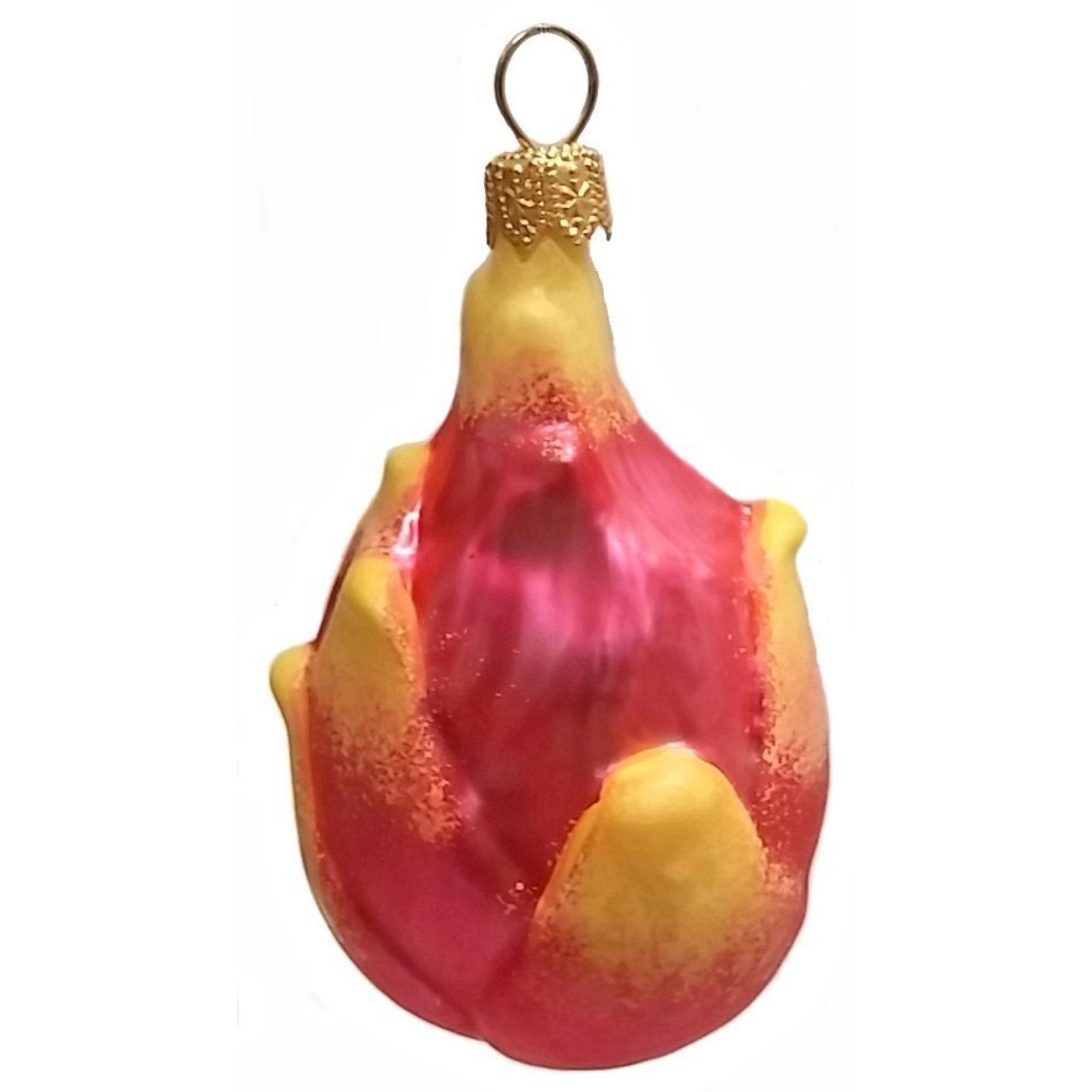 Pinnacle Peak Trading Company Slice of Pitaya Dragon Fruit Polish Glass Christmas Ornament Set of 2 Decoration