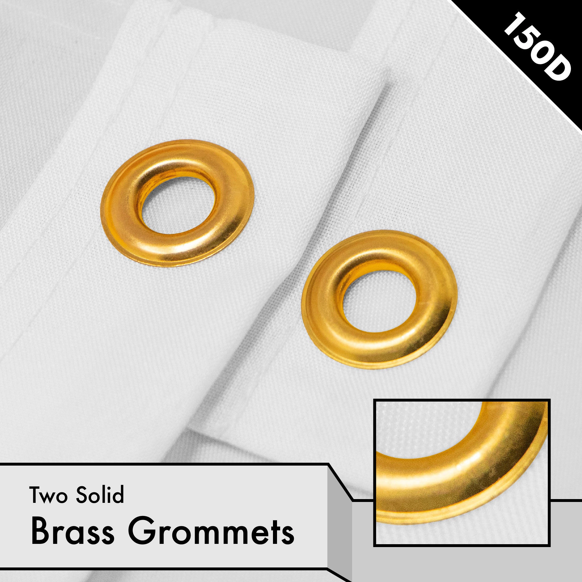 G128 Solid White Flag 2.5x4 Ft - LiteWeave Pro 150D Polyester, Dye-Sublimated, Brass Grommets, Heavy-Duty