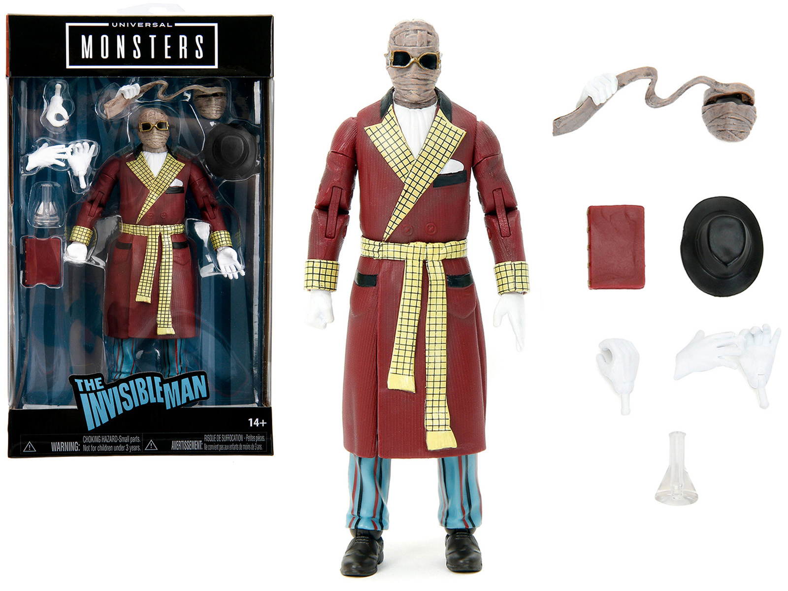 Jada The Invisible Man 6" Moveable Figure With Accessories And Alternate Head And Hands "Universal Monsters"
