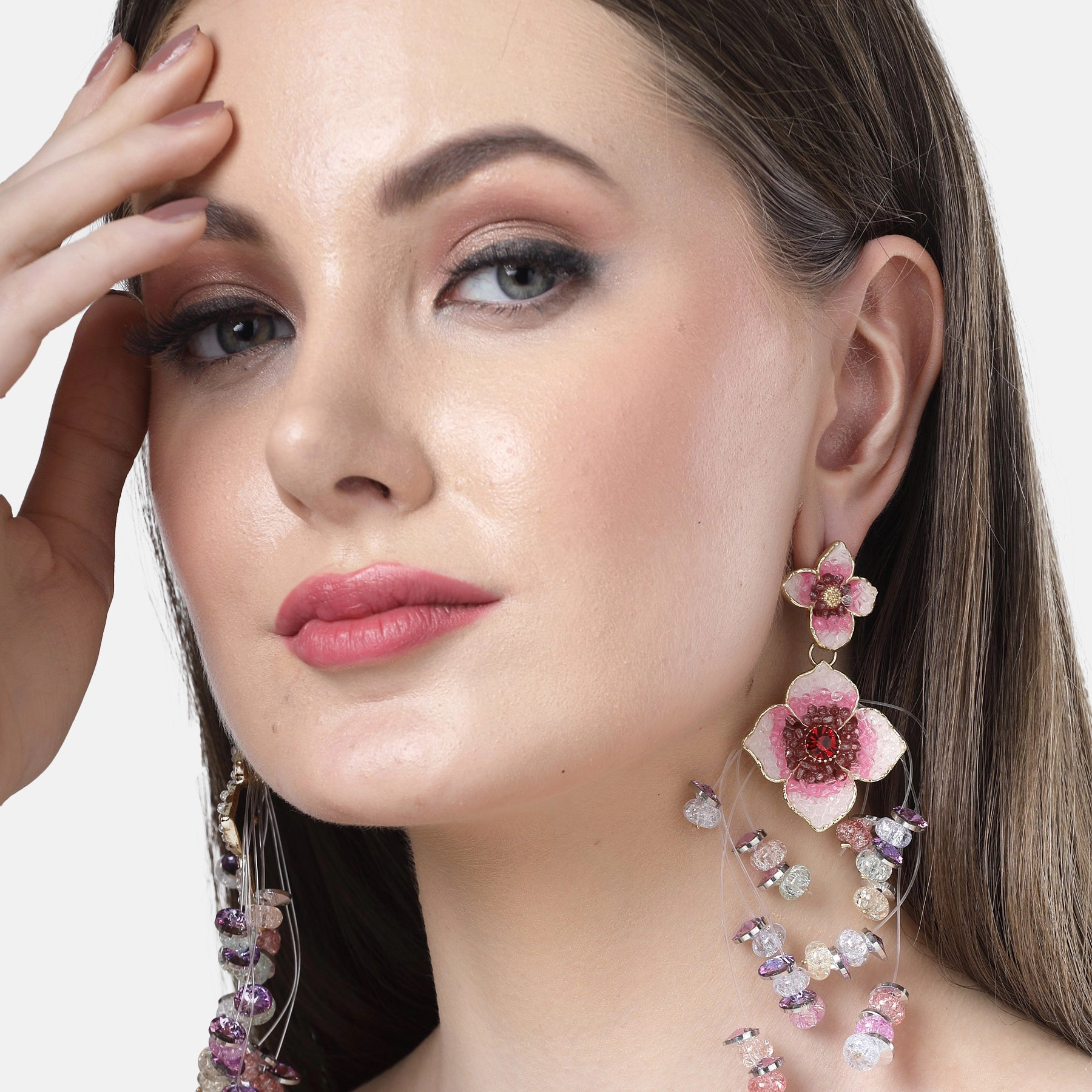 AGP PARIS Womens Diva Collection Double Boho Floral Hanging Drop Earrings