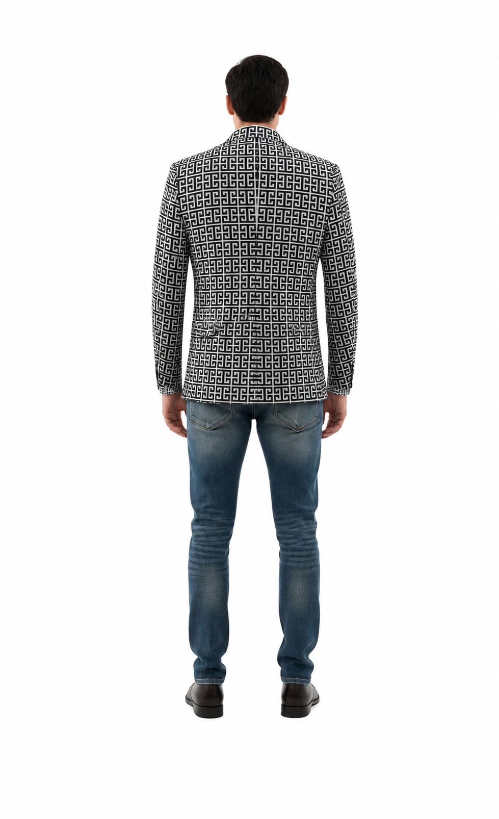 Elie Balleh Men's Slim Fit Logo Brocade Blazer Sports Coat