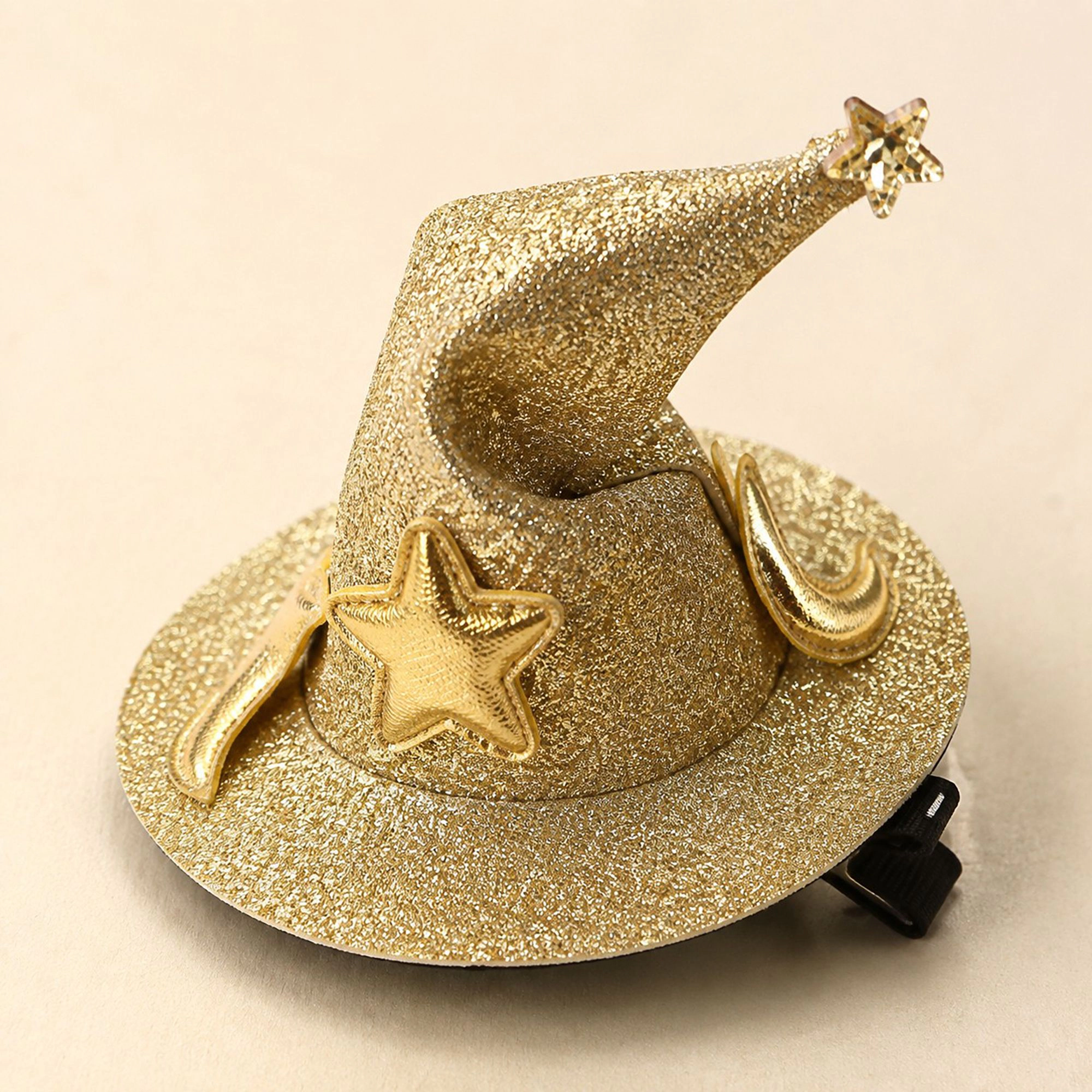 Alilang Pet 4-Piece Glitter Witch Hat Star Moon Hair Clip Set