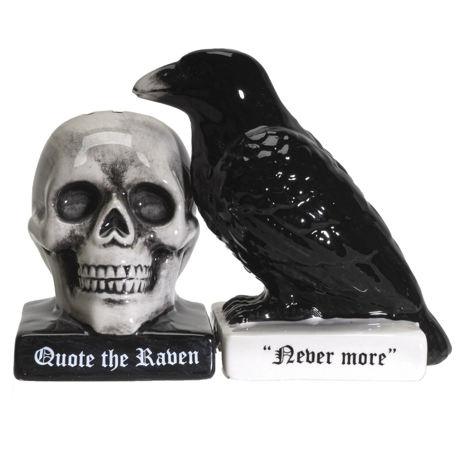 Pacific Giftware Quoth The Raven Halloween Ceramic Salt and Pepper Shakers Set