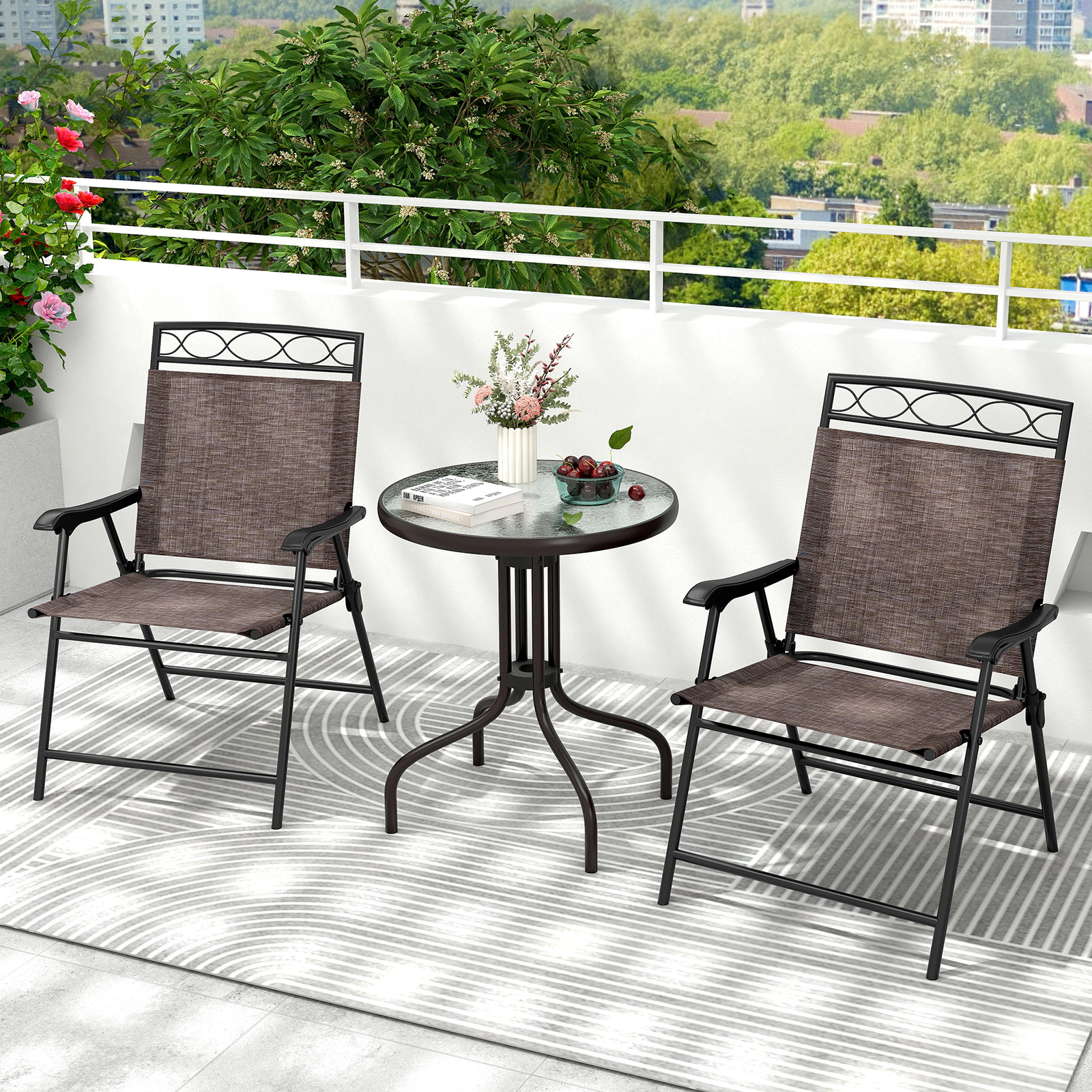 Hivvago Patio Dining Set With Patio Folding Chairs And Table