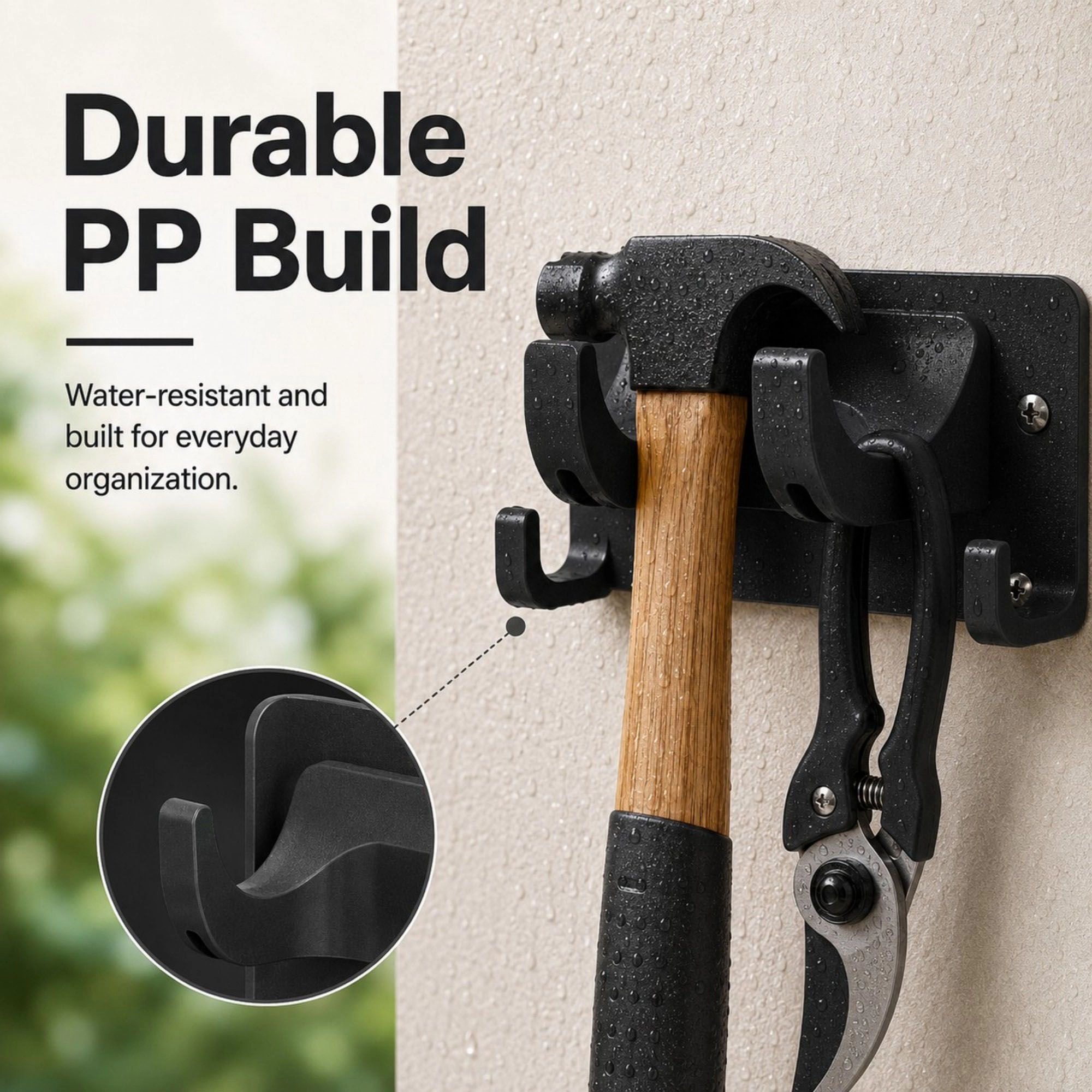 Alilang Women 3-piece Wall Mounted Garden Tool Organizer Rack with Multi Hooks