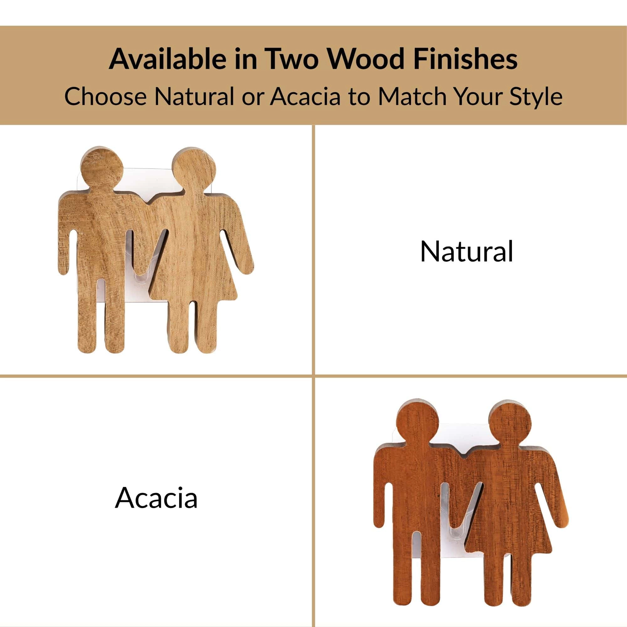 Evideco French Home Goods Acacia Wood Unisex Restroom Sign, 4 x