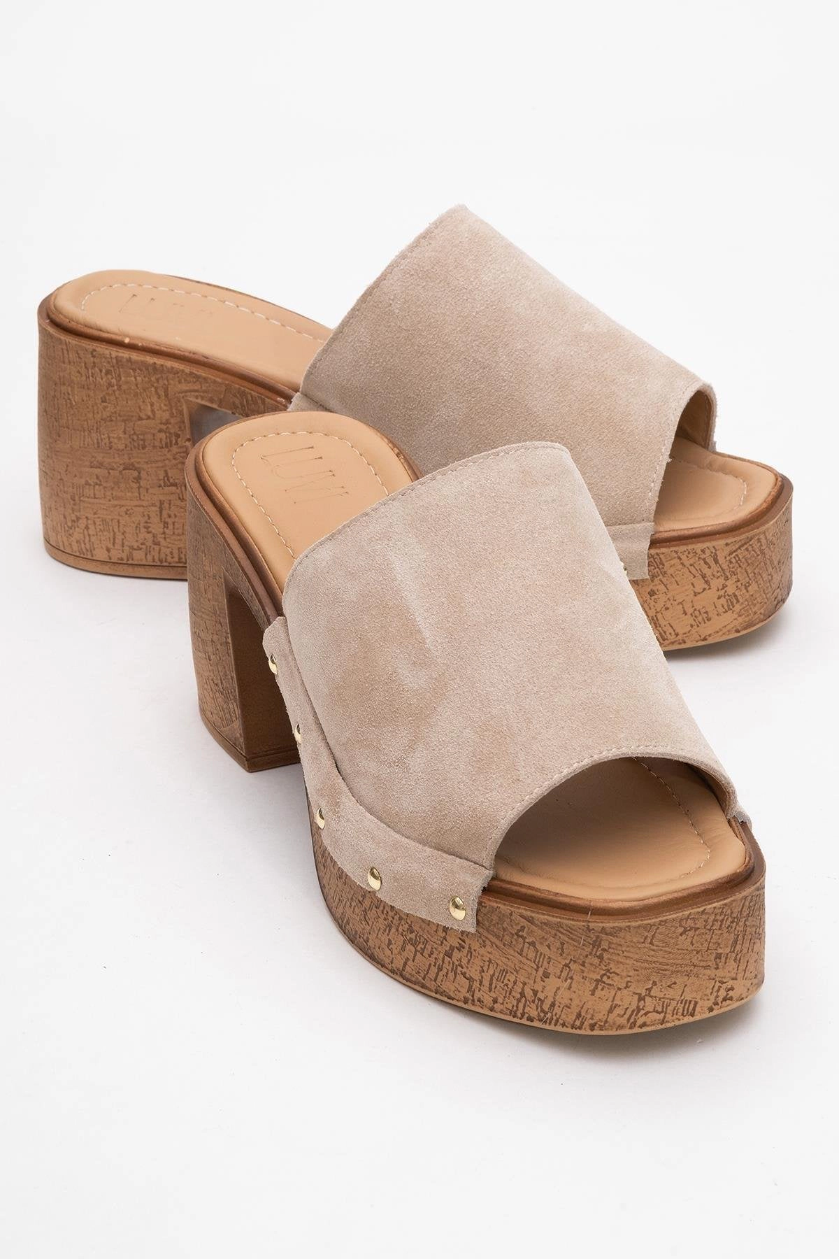 Forever & Always Womens Pull Leather Platform Mules
