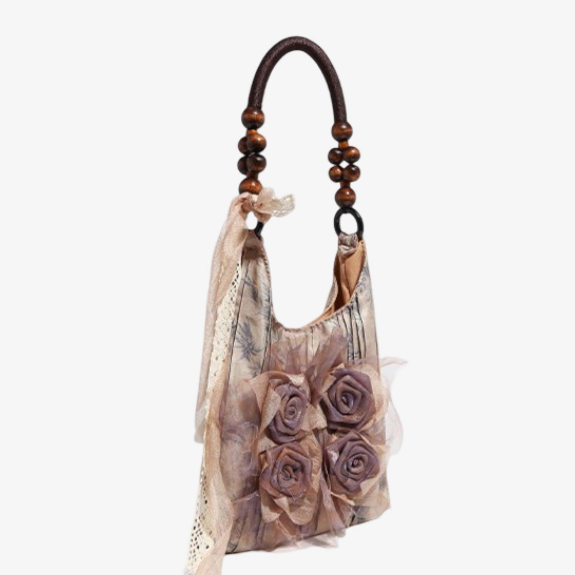 Alilang Women's Rose Detail Shoulder Bag Elegant Handbag for Work and Everyday