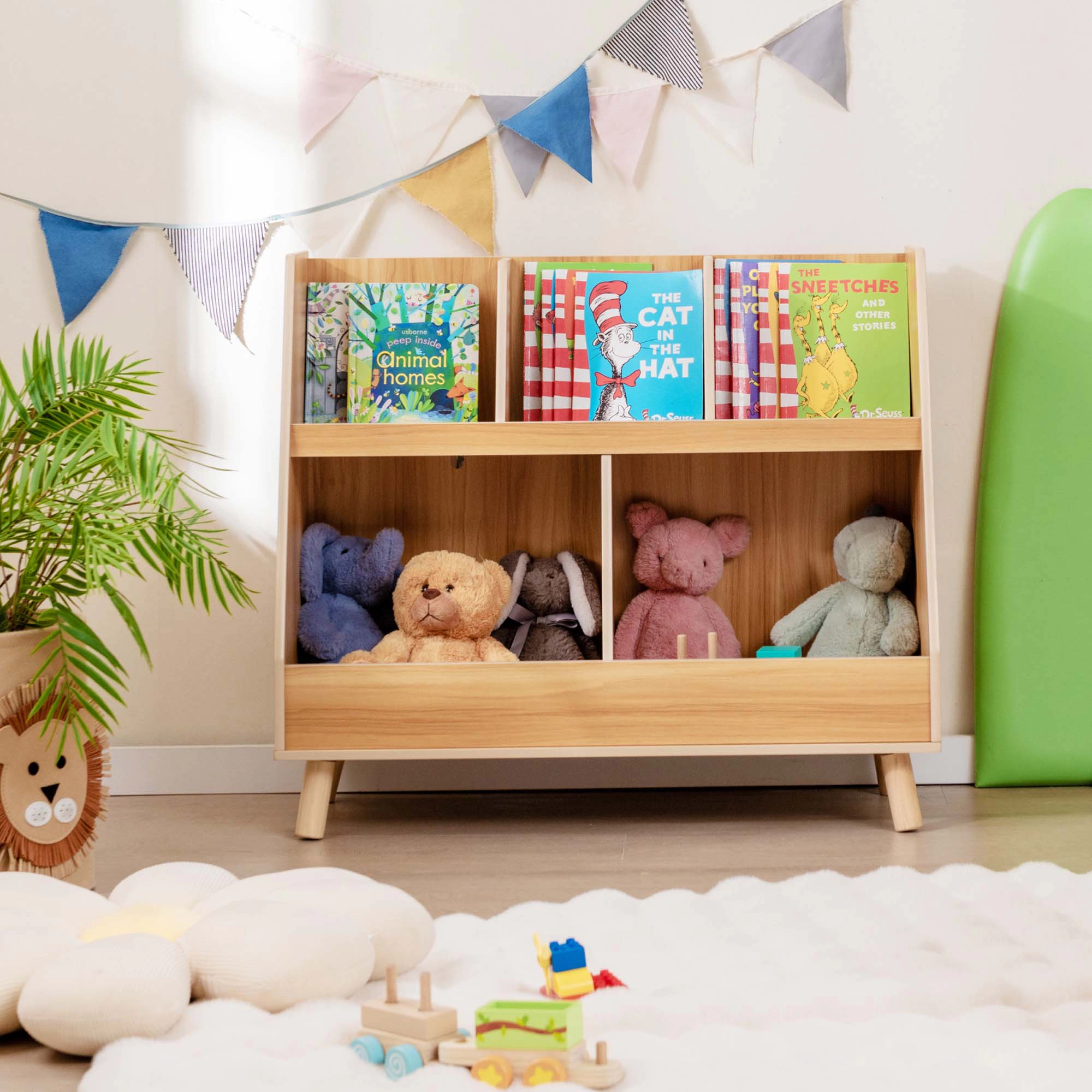Costway 5-Cube Kids Bookshelf and Toy Organizer Storage Bookcase with Plastic Legs White