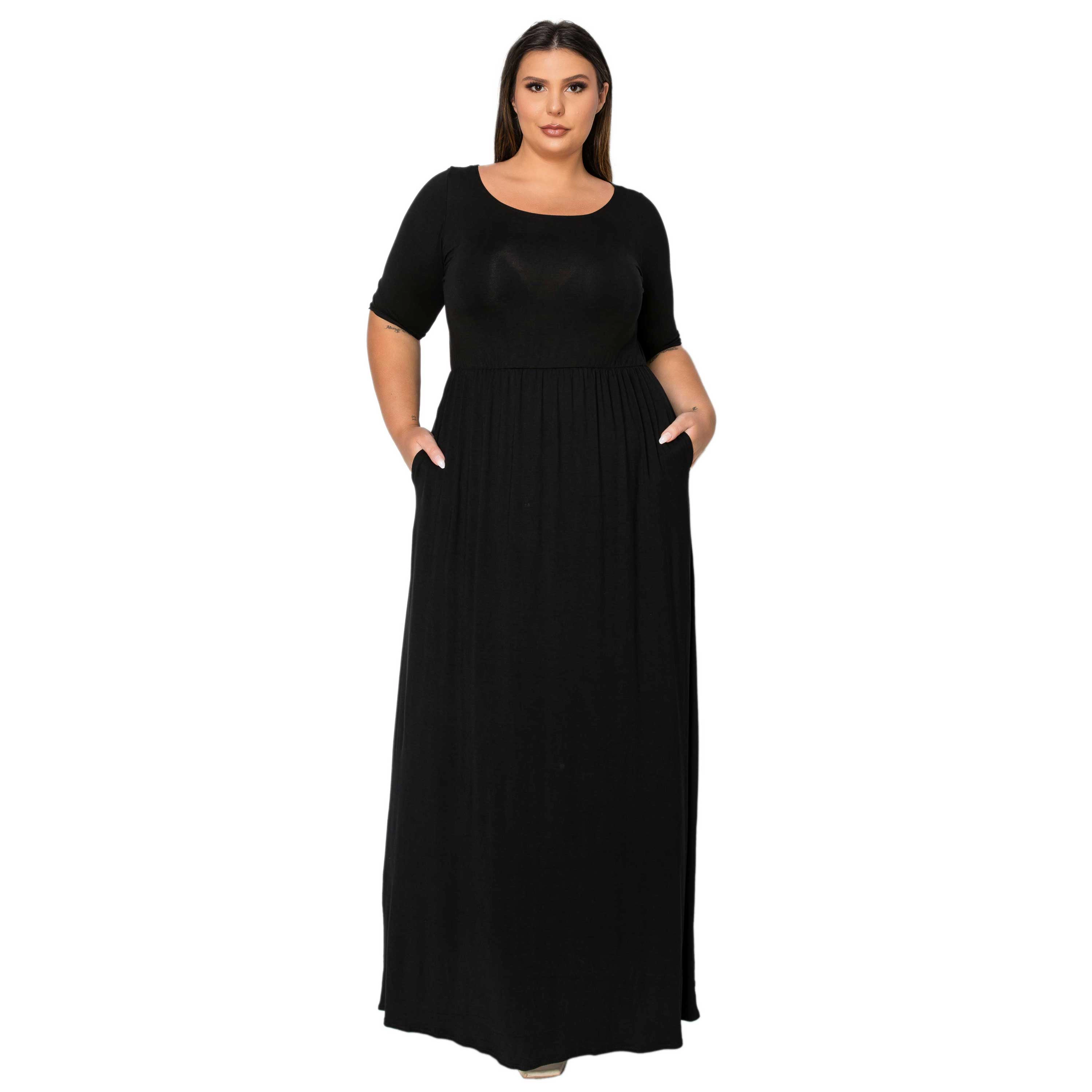 L I V D Women's Plus Eva Pocket Maxi Dress