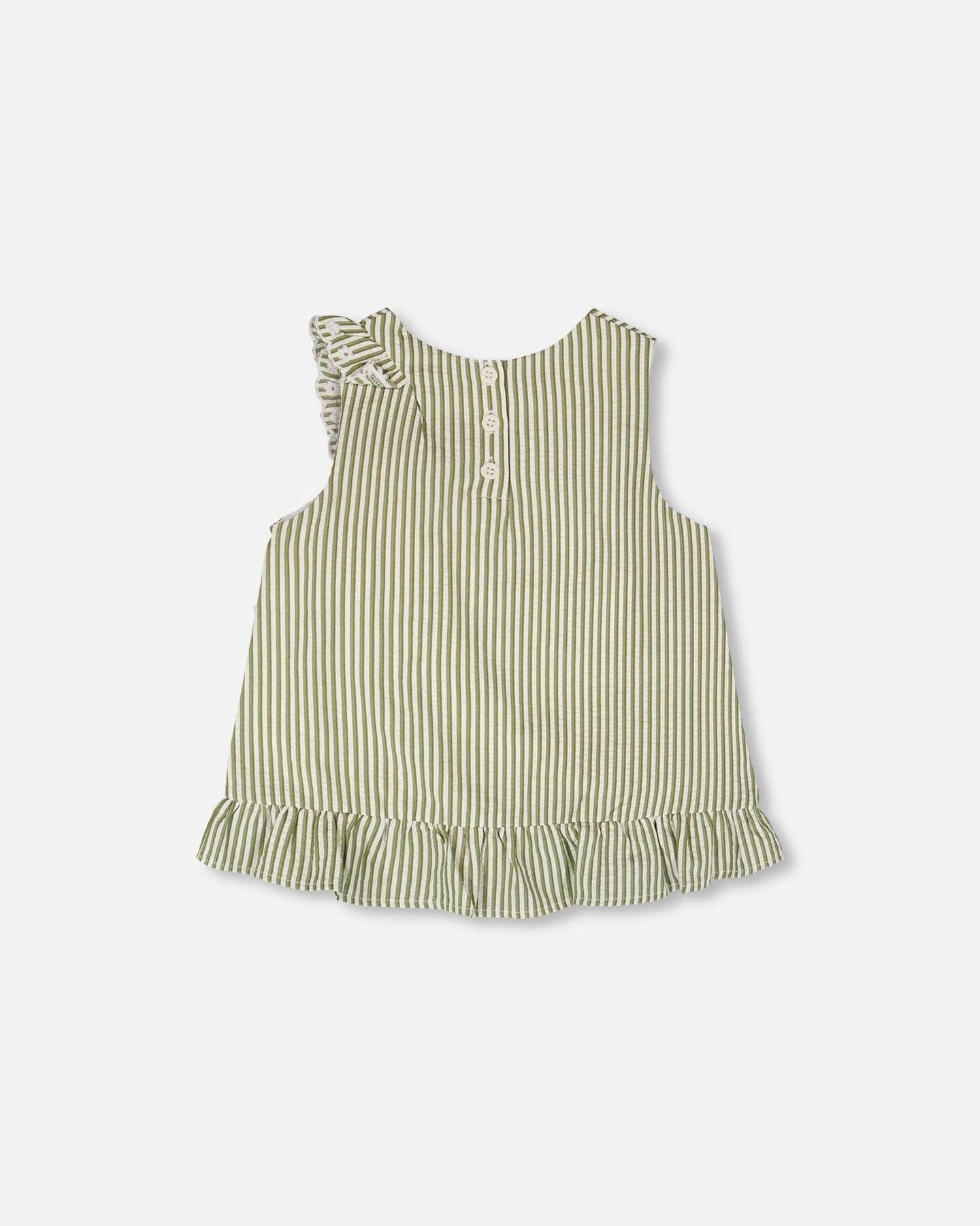 Deux par Girls Top and Stripes with Embroidered Ruffle