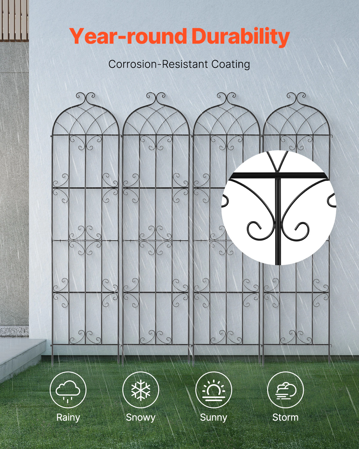HONGGE Garden Trellis for Climbing Plants Rustproof Metal Garden Flower Trellis Outdoor Climbing Rose Trellis Cucumbers