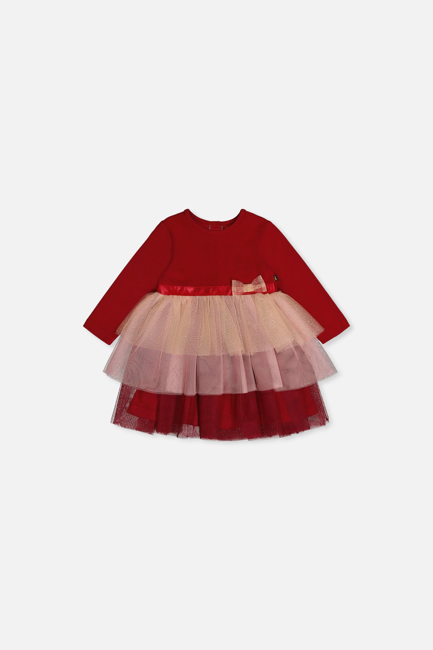 Deux par Girls Bi-Material Dress with Glittering Skirt
