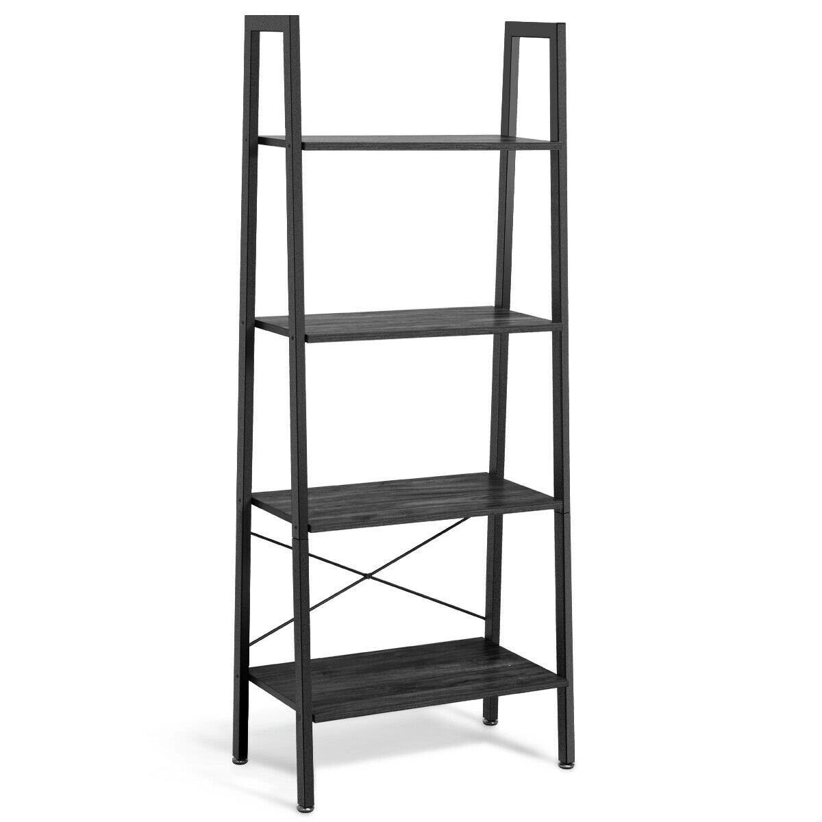 SlickBlue Modern 4-Tier Storage Shelf with Metal Frame and Wood