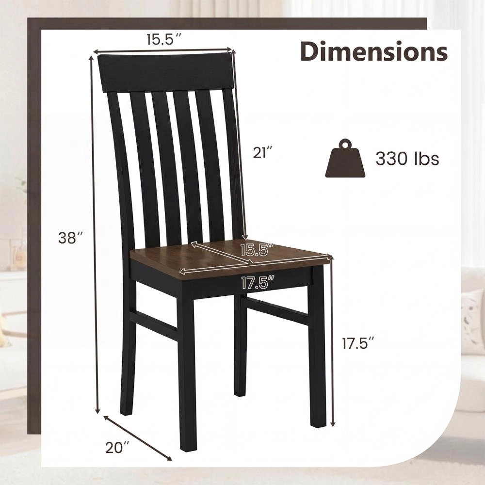 Hivvago Kitchen Dining Chairs Set of 2 with Open Slat High Back Design