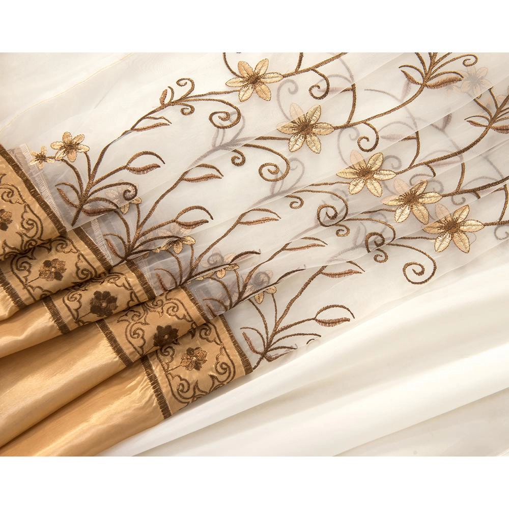 Priscilla Embroidered Panel With Double Valance 54'' x 90'' Gold