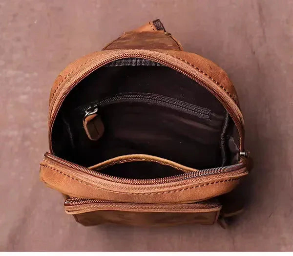 Steel Horse Leather Unisex Erling Leather Sling Bag | Crossbody Leather Pack