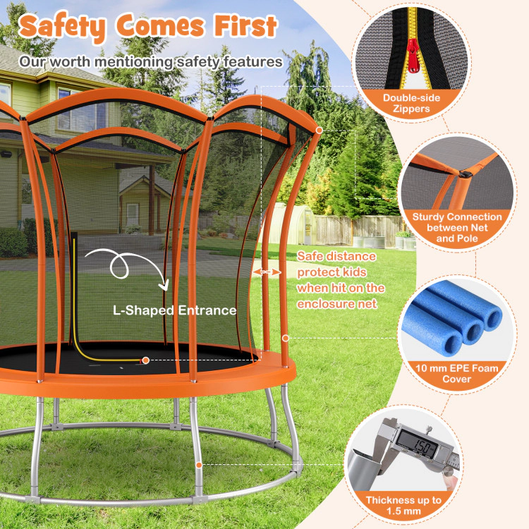 Hivvago 10 Feet Unique Flower Shape Trampoline with Galvanized Steel Frame