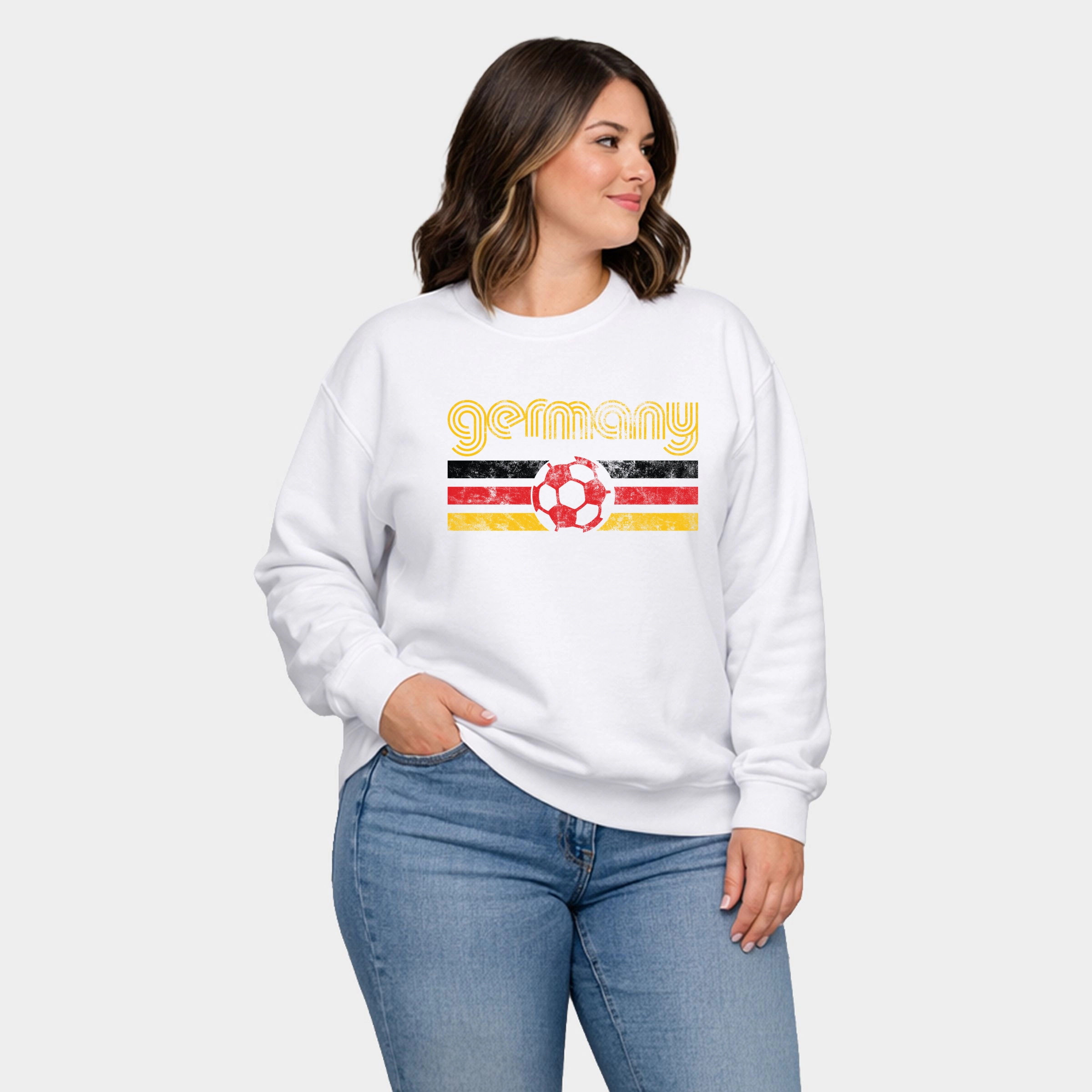 Simply Sage Market -  Women's Plus Sized Graphic Sweatshirt Germany Soccer Flag