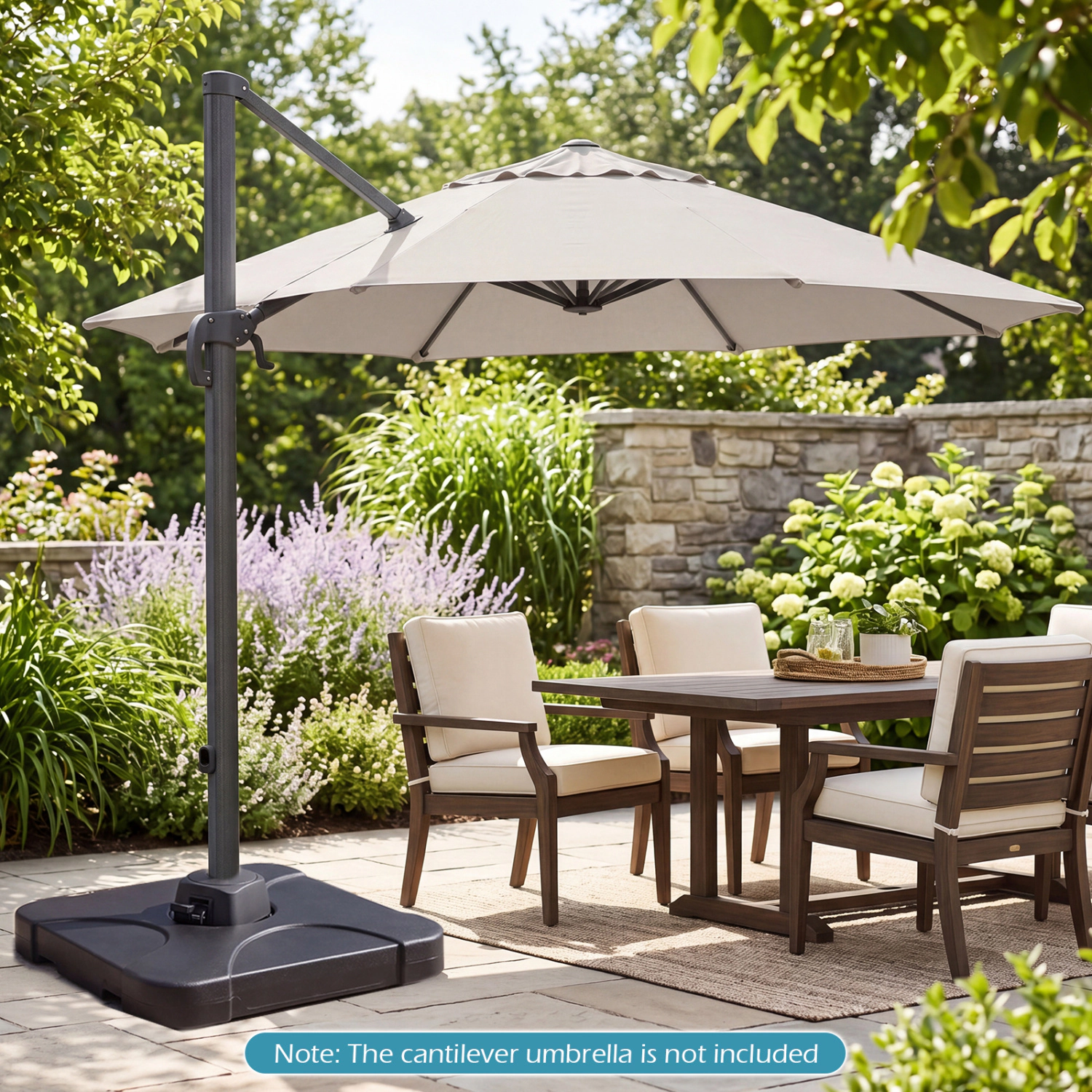 Slickblue Patio Cantilever Umbrella Base Stand 8–10 ft Compatible Water Sand Fill Reservoir Black