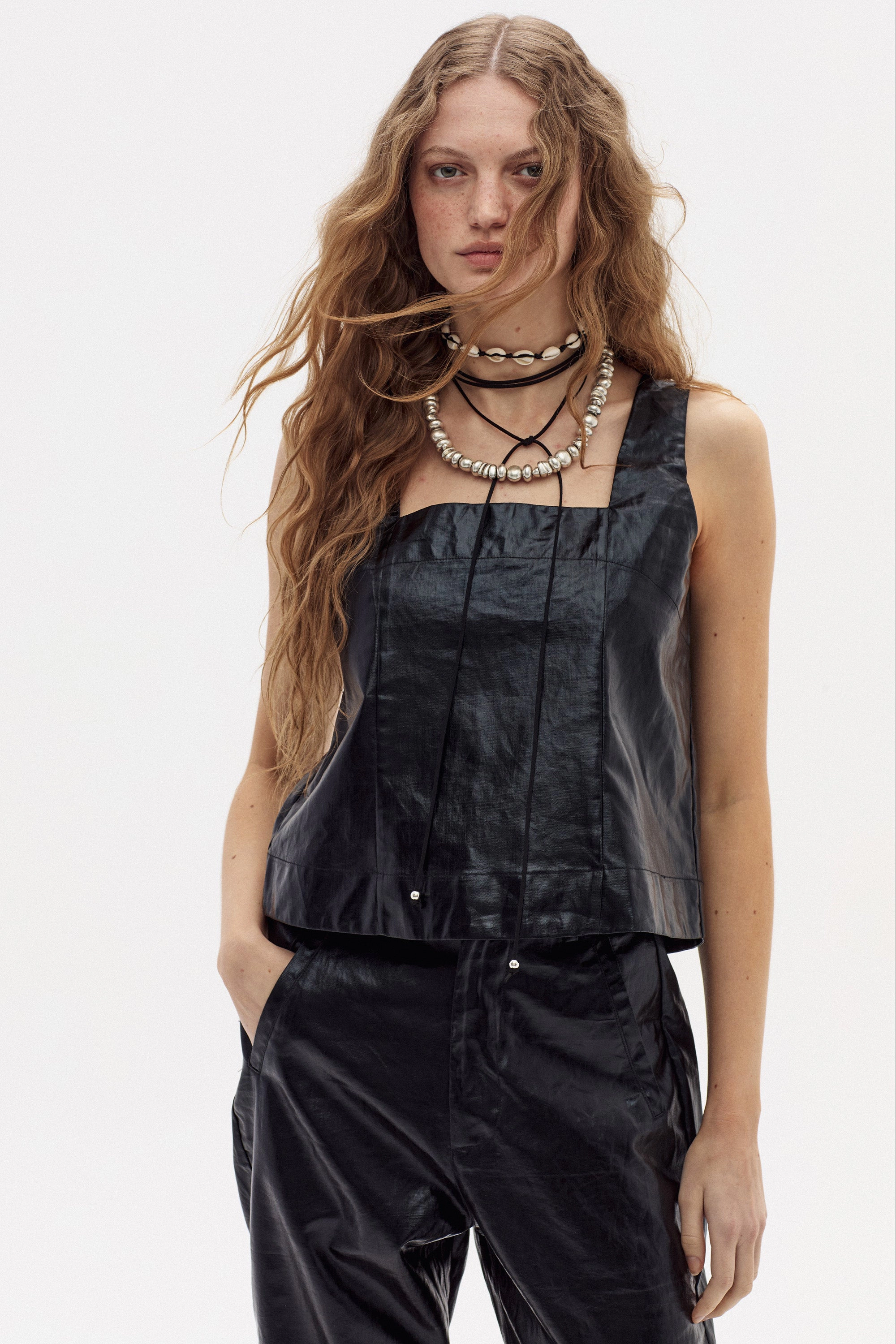 Lanhtropy Mei Metallic Linen Top