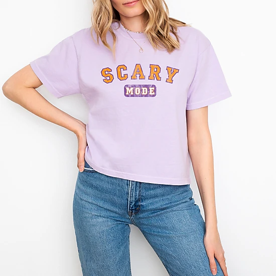 Simply Sage Market - Women's Boxy Crop Top Graphic T-Shirt - Scary Mode