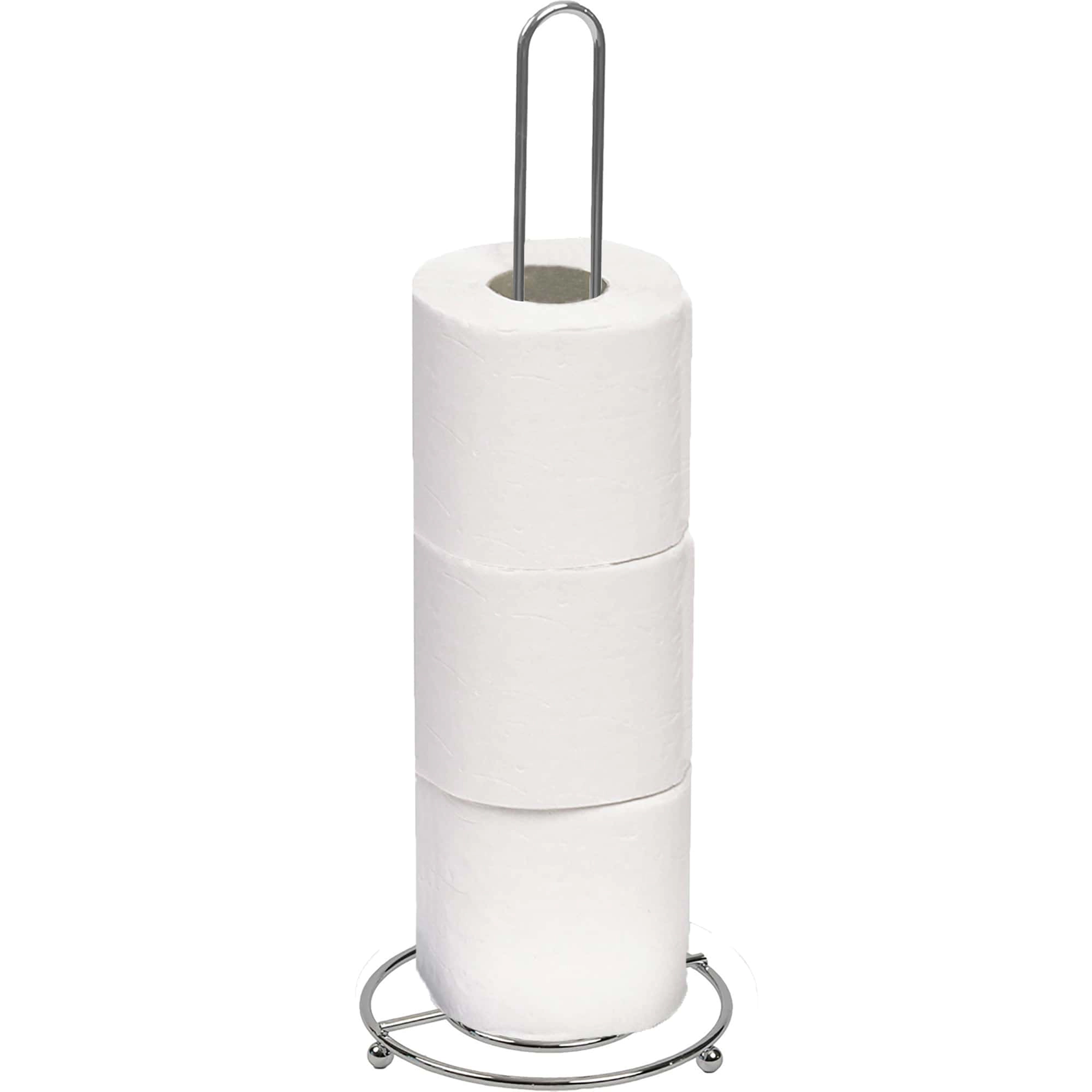 Evideco French Home Goods Chrome 4-Roll Freestanding Toilet Paper Holder 15.4 in