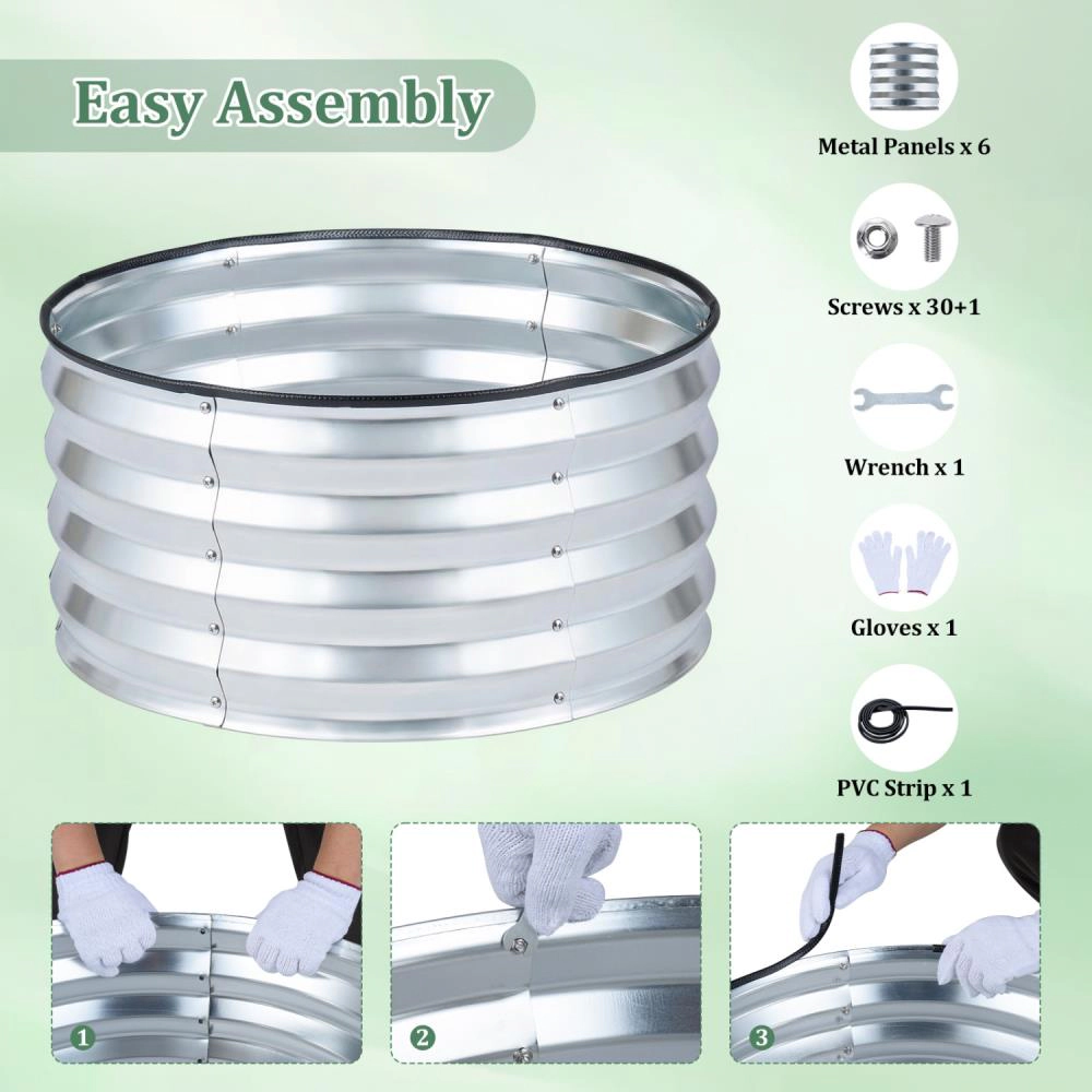 Hivvago 2 Pack Galvanized Raised Garden Bed Kit with Open-Ended Base