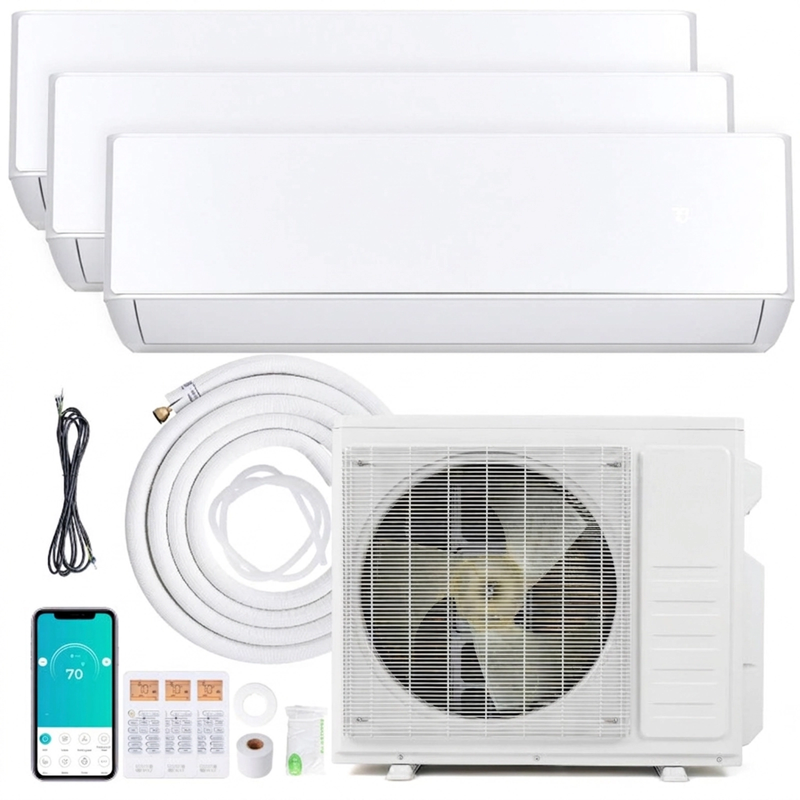 SUGIFT 27000-BTU 3-Zone 24-SEER2 10.5-HSPF2 208-230V R454B Ductless Mini Split Air Conditioner and Heater