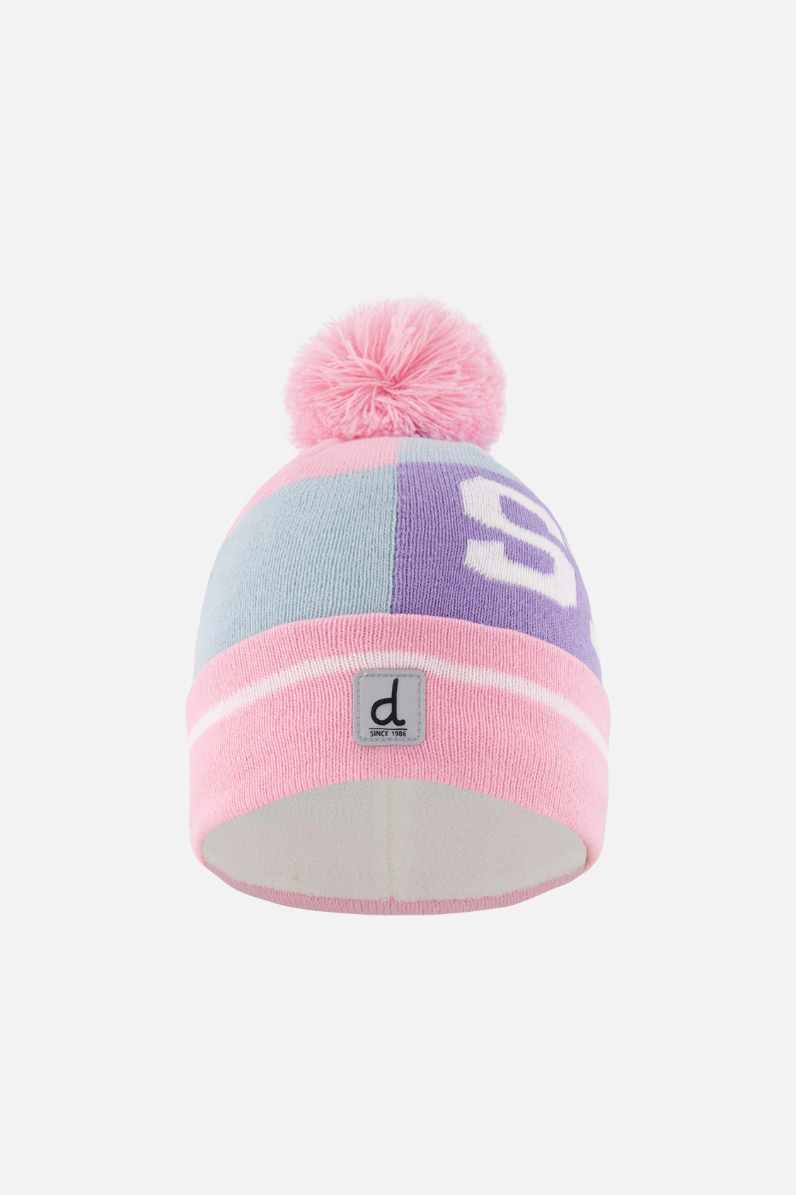 Deux par Girls SKI Text Color Block Winter Knit Hat with Pompom