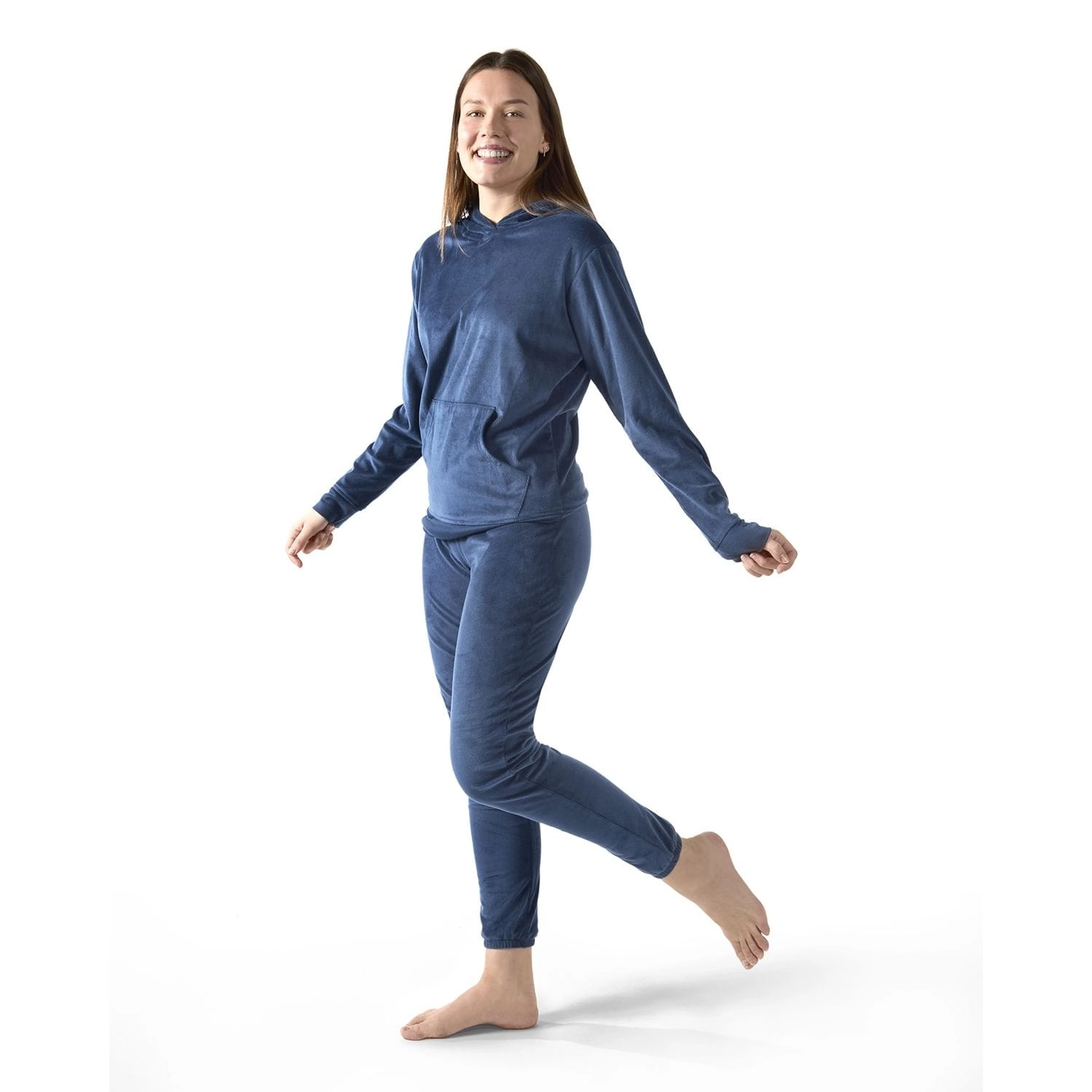 MeMoi Women's 2 Piece Plush Ribbed Velour Hooded Sweatshirt Set
