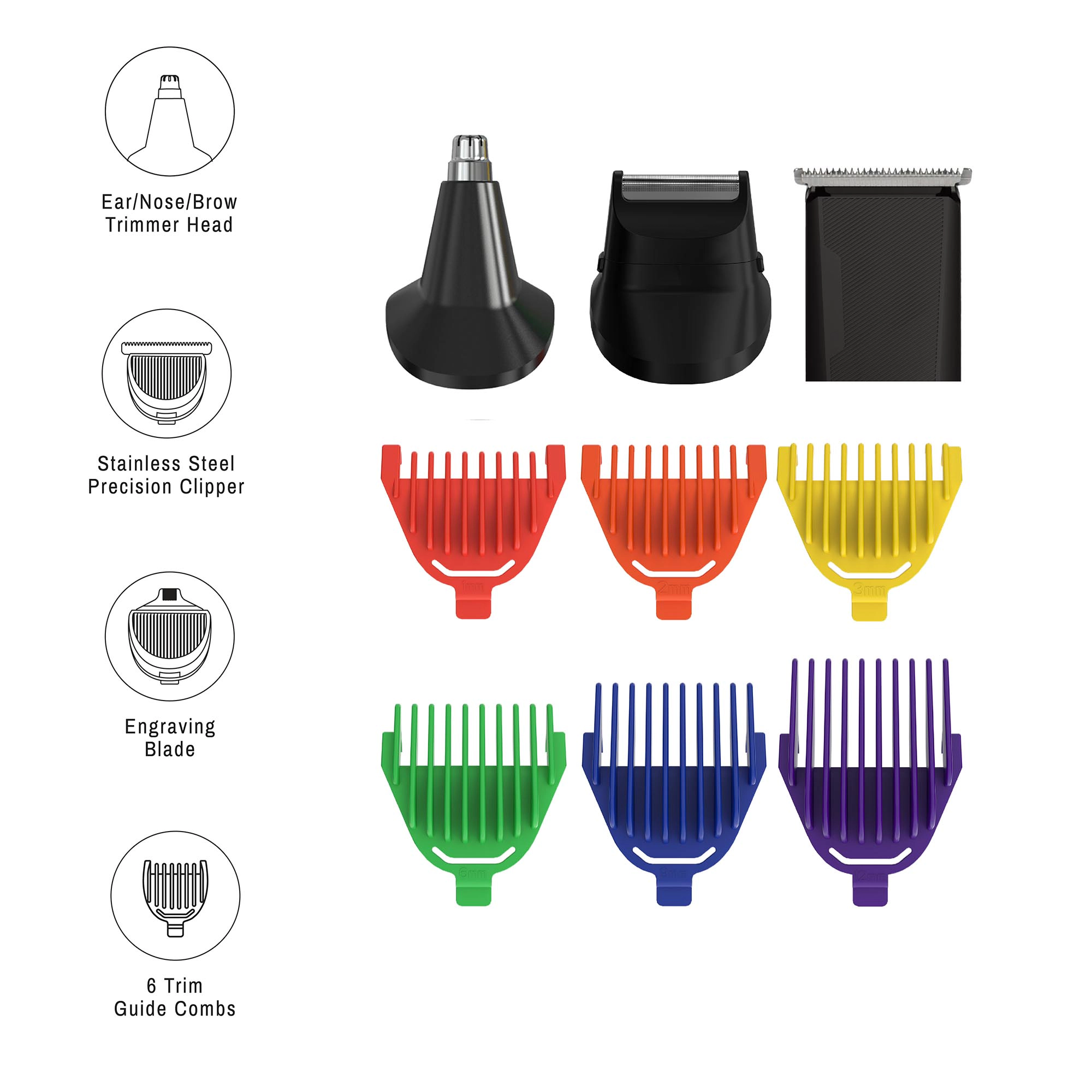 Pursonic Men's Rechargeable Multi-Grooming Kit Mario Lopez Hair, Beard, Nose & Ear Trimmer Set