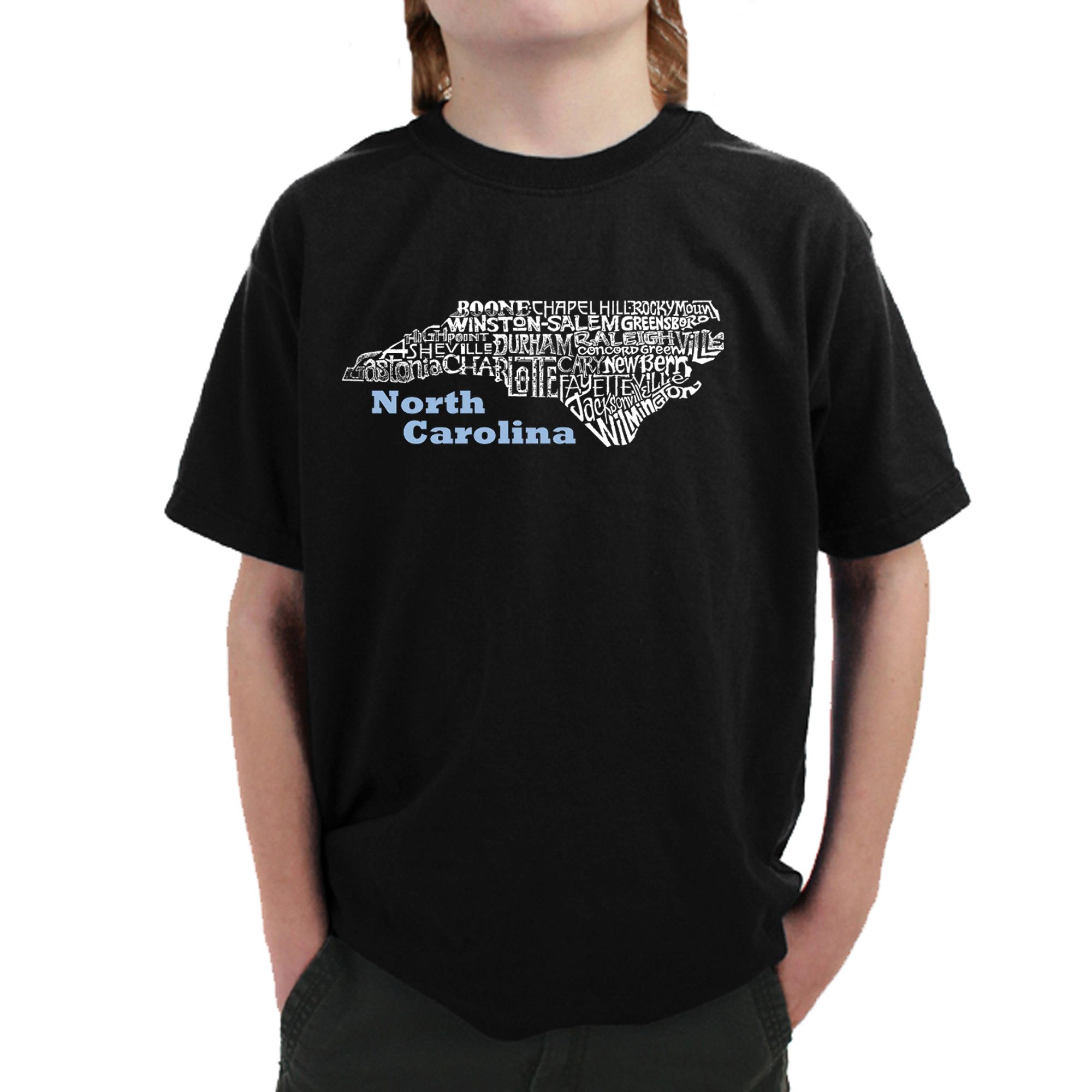 LA Pop Art Boy's Word T-Shirt - North Carolina
