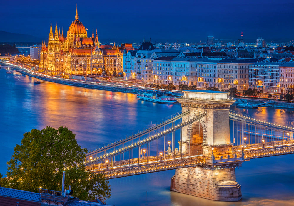CASTORLAND 500 Piece Jigsaw Puzzles, Budapest by Night, Hungary, Riverside, City at night, B-53940