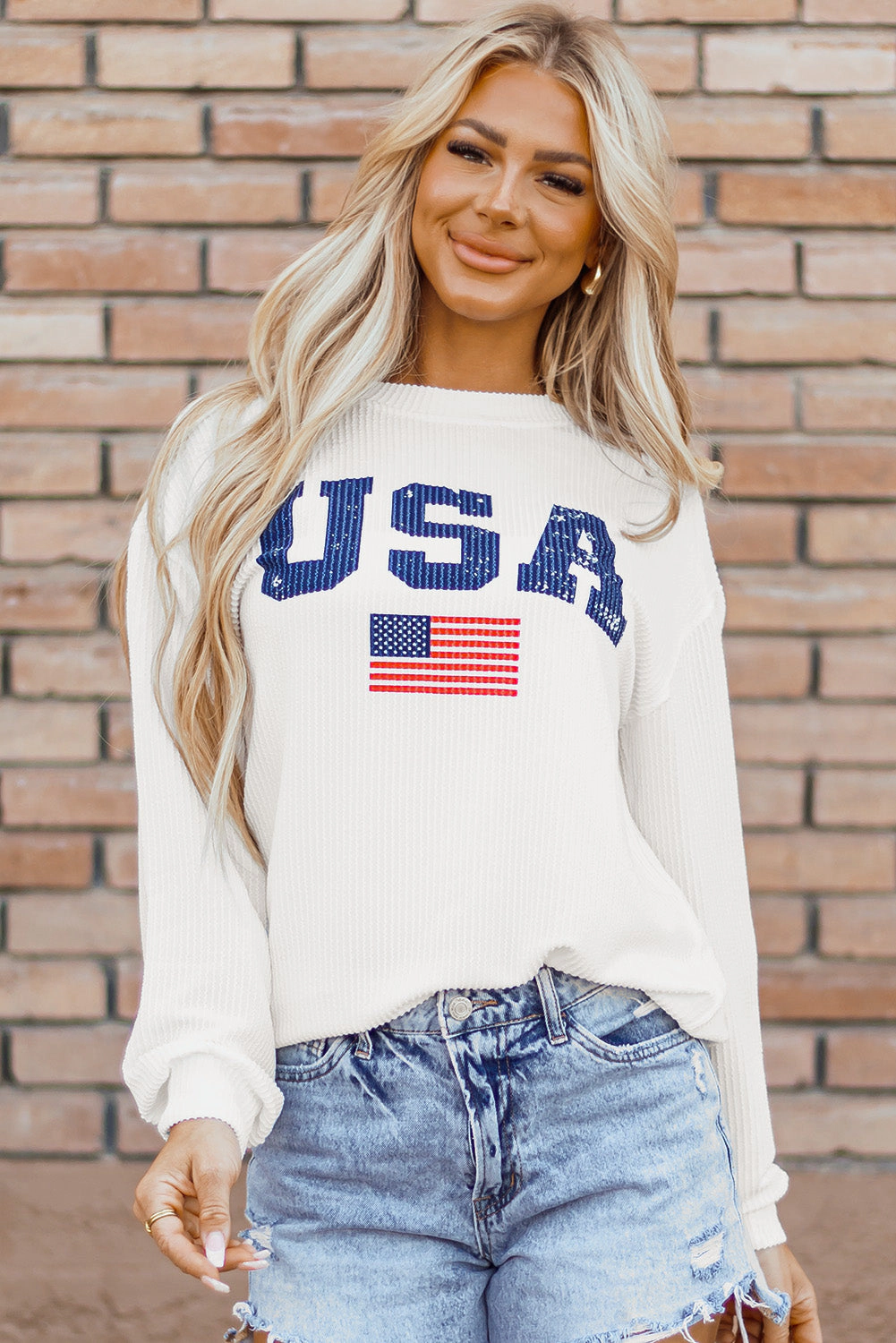 Threaded Pear Women's Cadence USA Flag Top