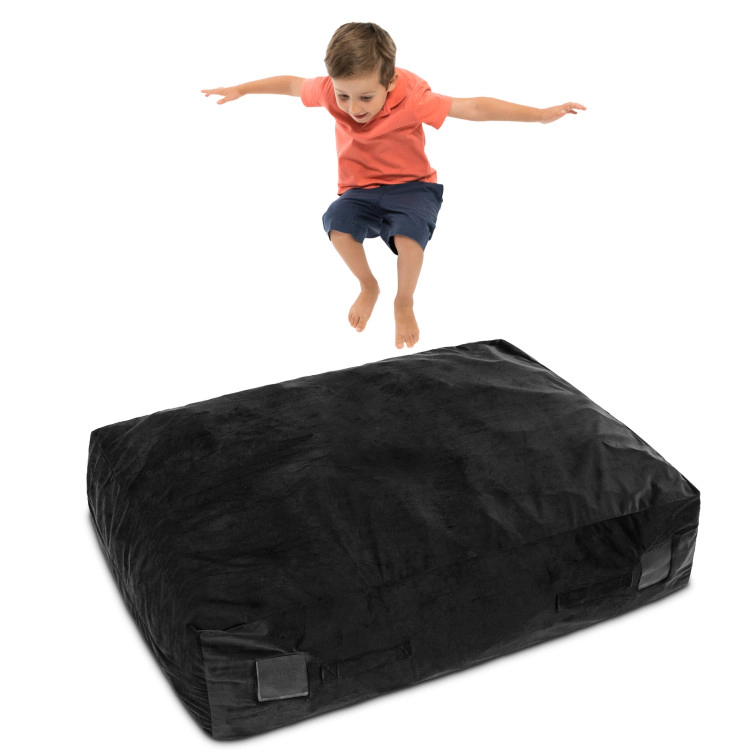 SUGIFT Foam-Filled Crash Pad Sensory Mat Climber 48-in Long with Washable Velvet Cover and Mesh Vents Blue/Black