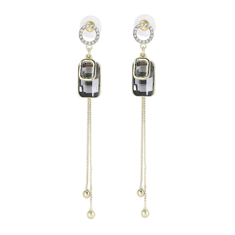 SOHI Women's Silver Sleek Drop Earrings