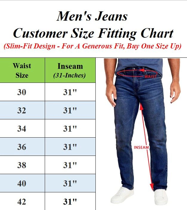 Men's Flex Stretch Slim Straight Jeans with 5 Pocket (Sizes, 30-42)