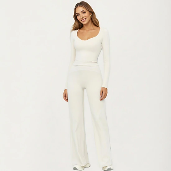 Anna-Kaci Women's Long Sleeve Cropped Top with V Neckline Contrast Trim and Smooth Stretch Fit