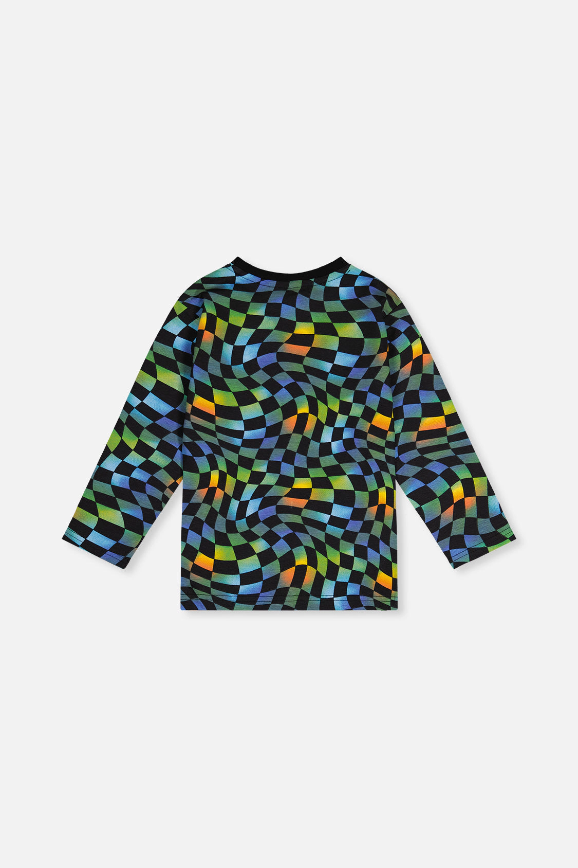 Deux par Boys Organic Cotton Long Sleeve Checkered T-Shirt