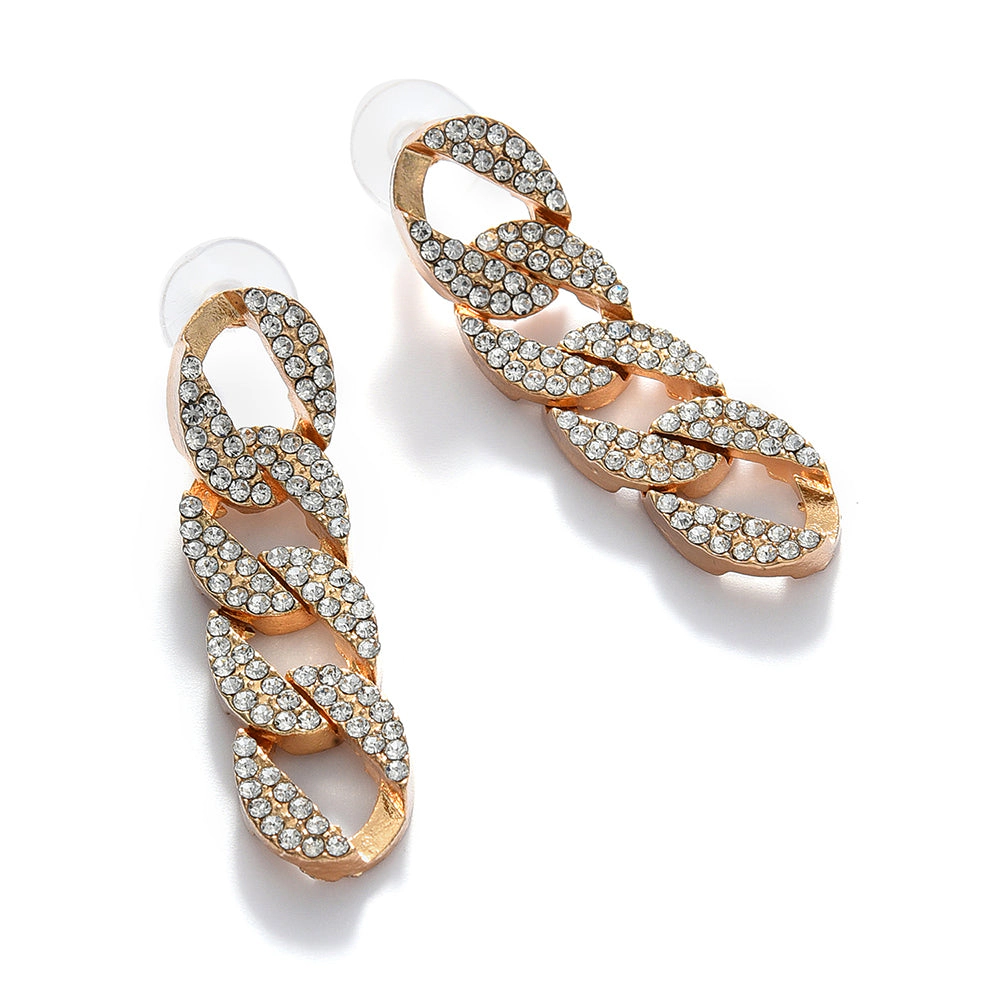 SOHI Women's Silver Chainlink Drop Earrings